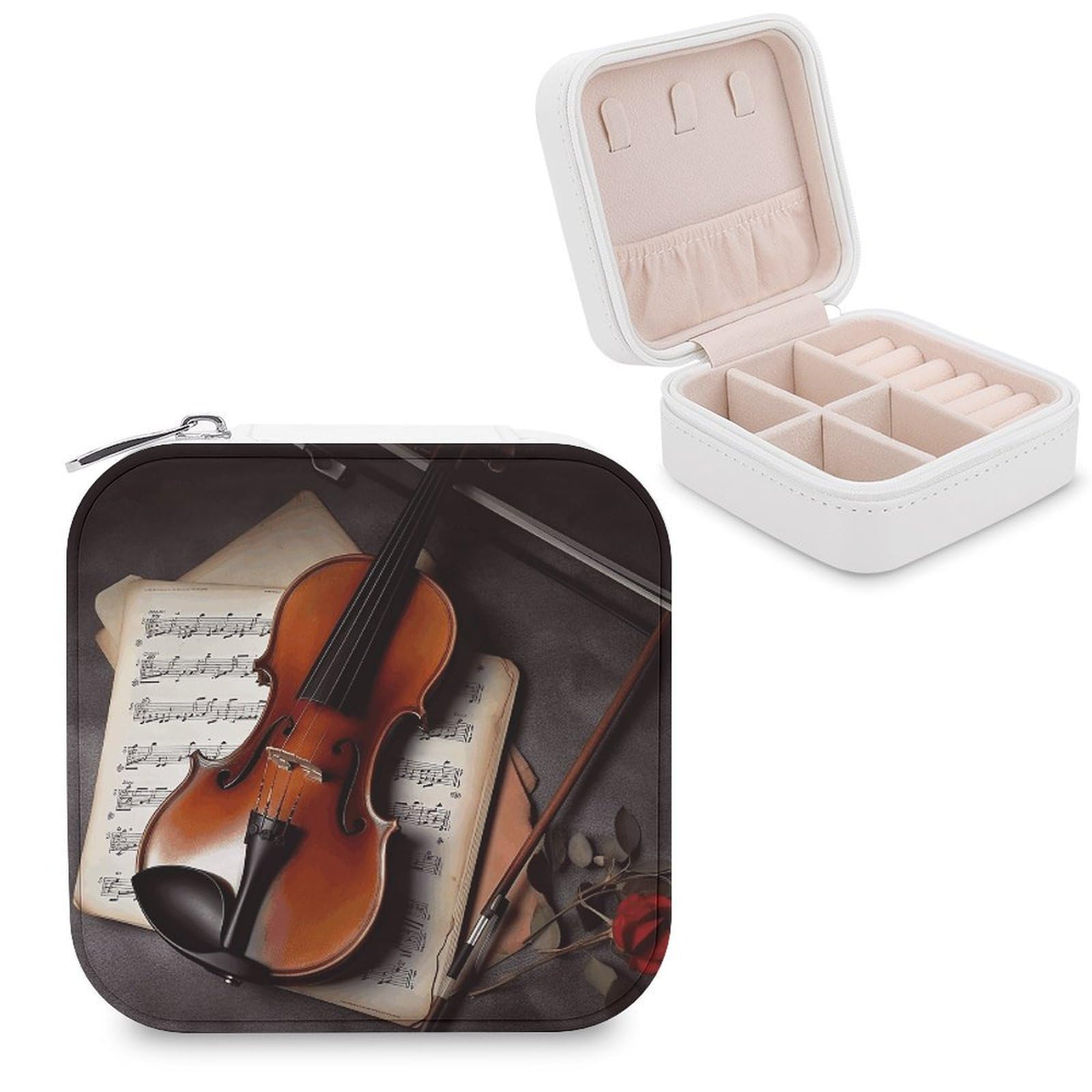 VstaDank Violin Sheet Music Jewelry Box for Women Custom Travel Jewelry Case Personalized Travel Jewelry Boxes Small Portable Jewelry Organizer Box for Rings Necklaces Bracelets Earring