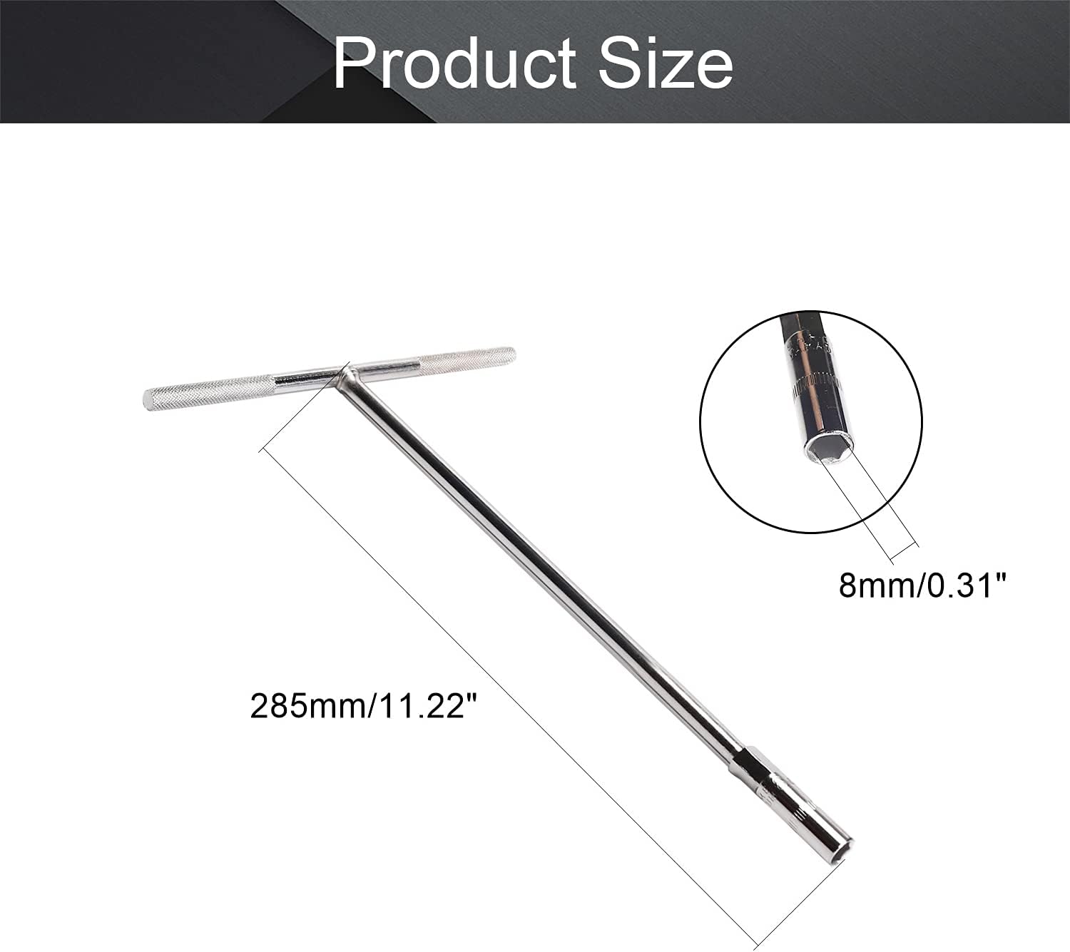 Utoolmart 8mm T Handle Socket Wrench, Hex Socket T Handle Wrench, Chrome Vanadium Steel for Car Repair