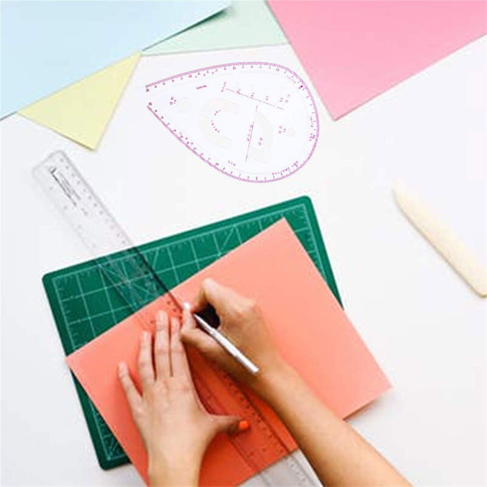 caihuashopping 10-teiliger Lineal Set Geometrische Zeichnungen Bauvorlage Technische Zeichnung Lieferungen Geometrische Schablonen Messentwurf für Design, Architektur, Quilten