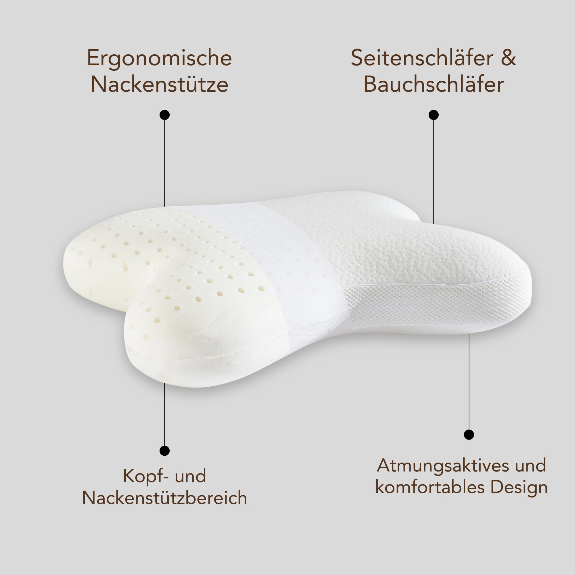 Poduszka dla osób śpiących na boku z pianki z pamięcią kształtu, wiskoelastyczna poduszka pod głowę, ergonomiczna poduszka podpierająca kark, miękka poszewka na poduszkę, biała (54 x 43 x