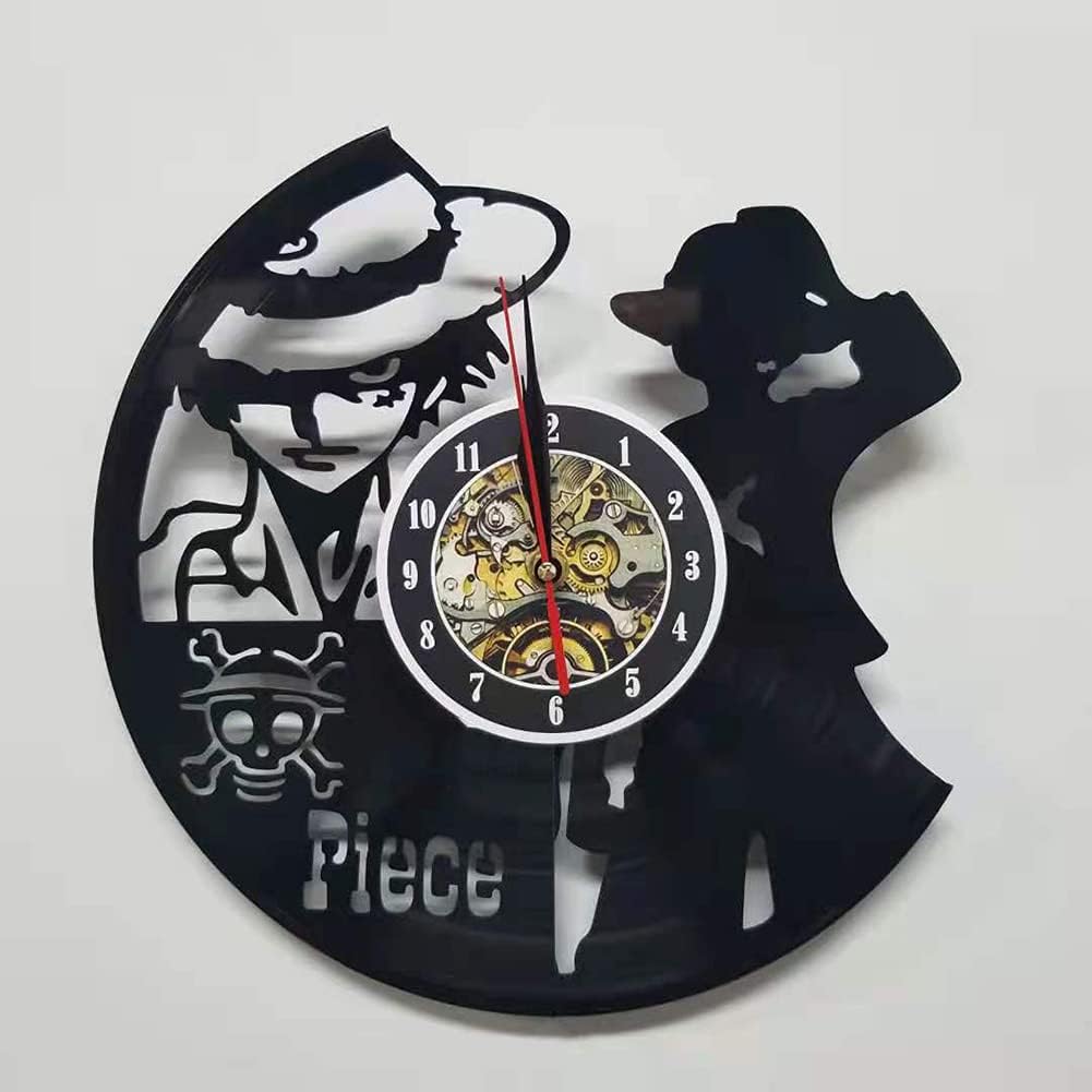QianZhou-UkPiece Series Vinyl Wall Clock Creative Anime Wall Clock Mute Wall Clock Piece Series Gift 7-Colors Night Light Clock (Without LED)