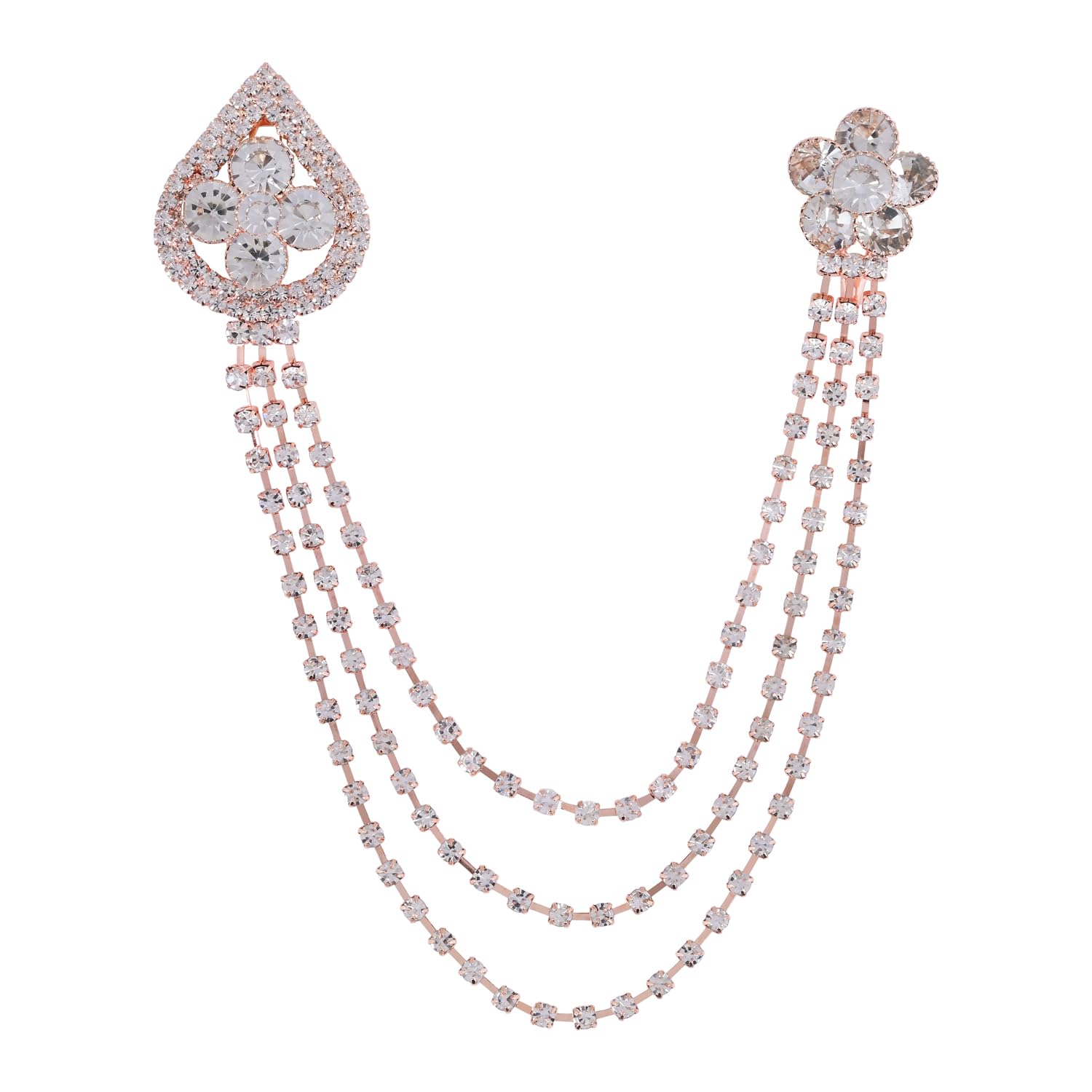 Traditional Dual Brooch with Layered Chain and American Diamond for Men’s Suits and Sherwanis-image-44