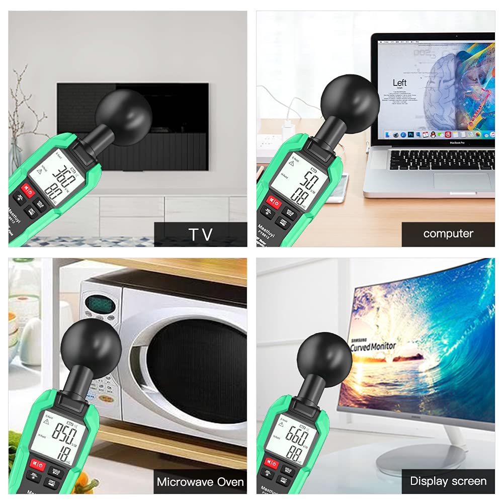 EMF Messgerät Mit LCD & 3 Sonden – Strahlungsdetektor Für Elektrogeräte, 5Hz-300Hz & 4Hz-3,5GHz, Inkl. Alarm