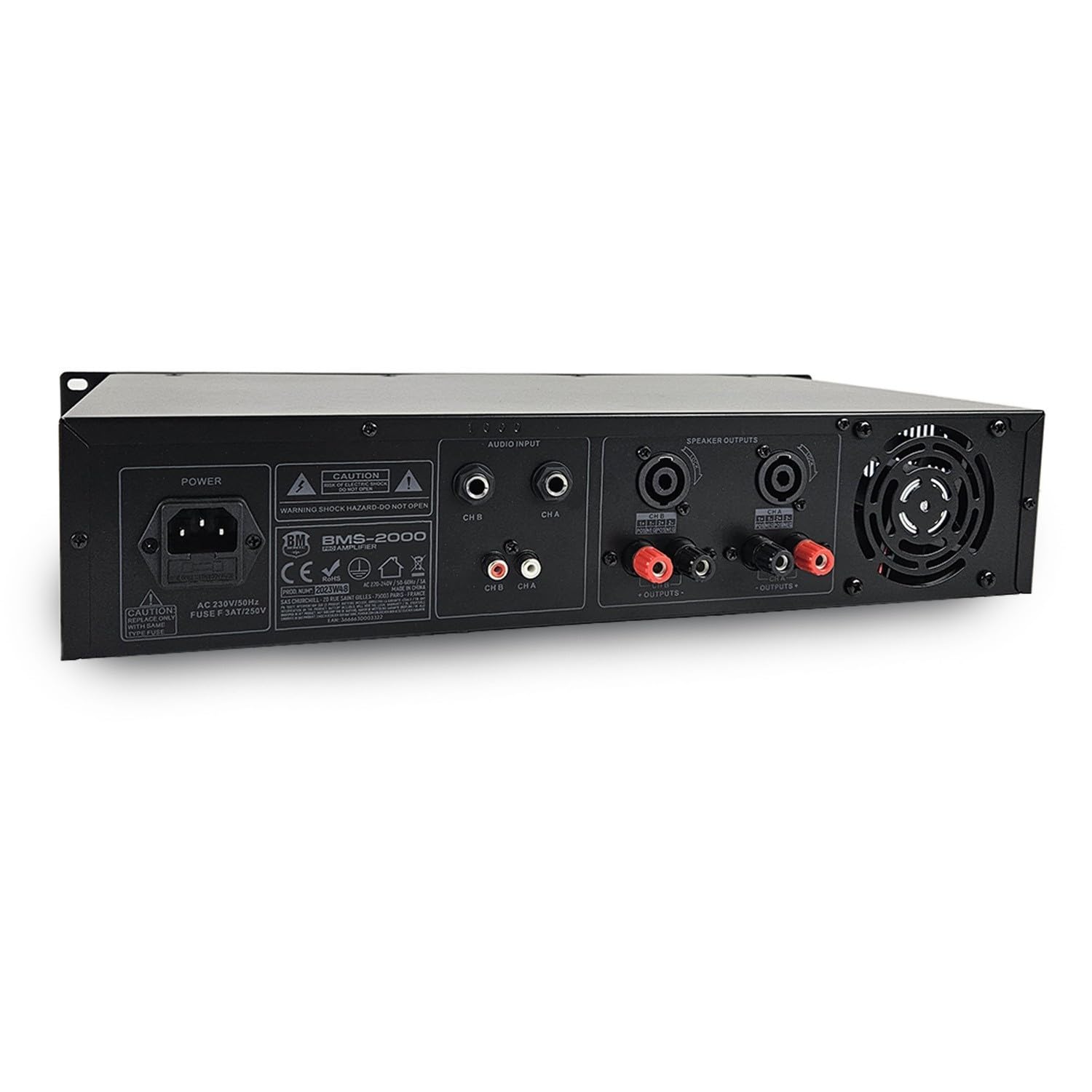 Amplificateur sonorisation DJ - BM Sonic BMS-2000-2 x 1000W - Technologie MOSFET avec Ventilation Continue