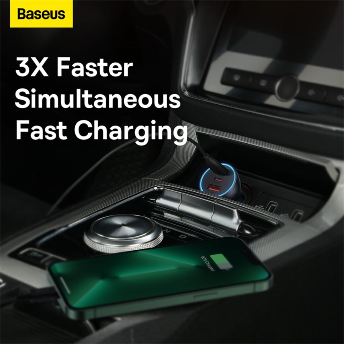 Baseus Car Charger Golden Contactor Pro C+C+U 65W Dark Gray (CGJP010013)