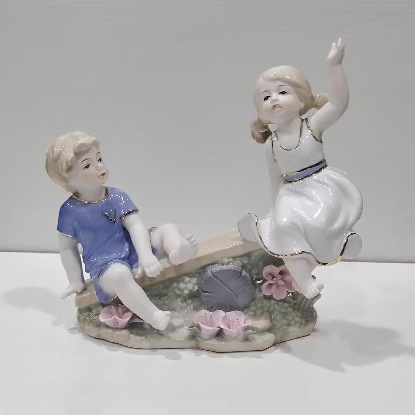 Arte Decorativa Escultura Estatua -Decoración Del Hogar De Cerámica, Figuras De Amantes Mayores De Porcelana, Estatua De Pareja, Escultura De Cerámica, Adornos De Oficina, Adornos De Oficina(A)
