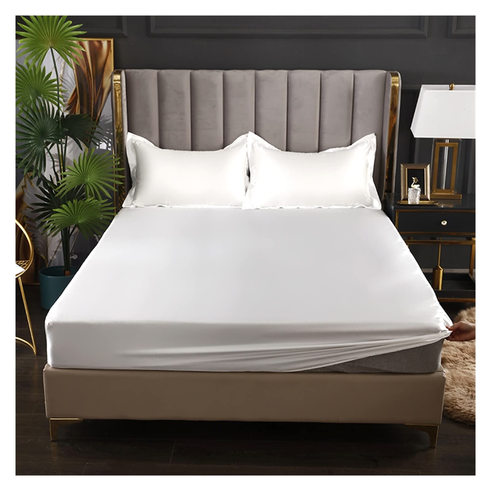 Sabanas Saten Sábanas De Satén Sábana Rayón Funda De Colchón Banda Elástica Sábana King Sin Funda De Almohada Ropa De Cama(Hu po LV,180x200x25cm)