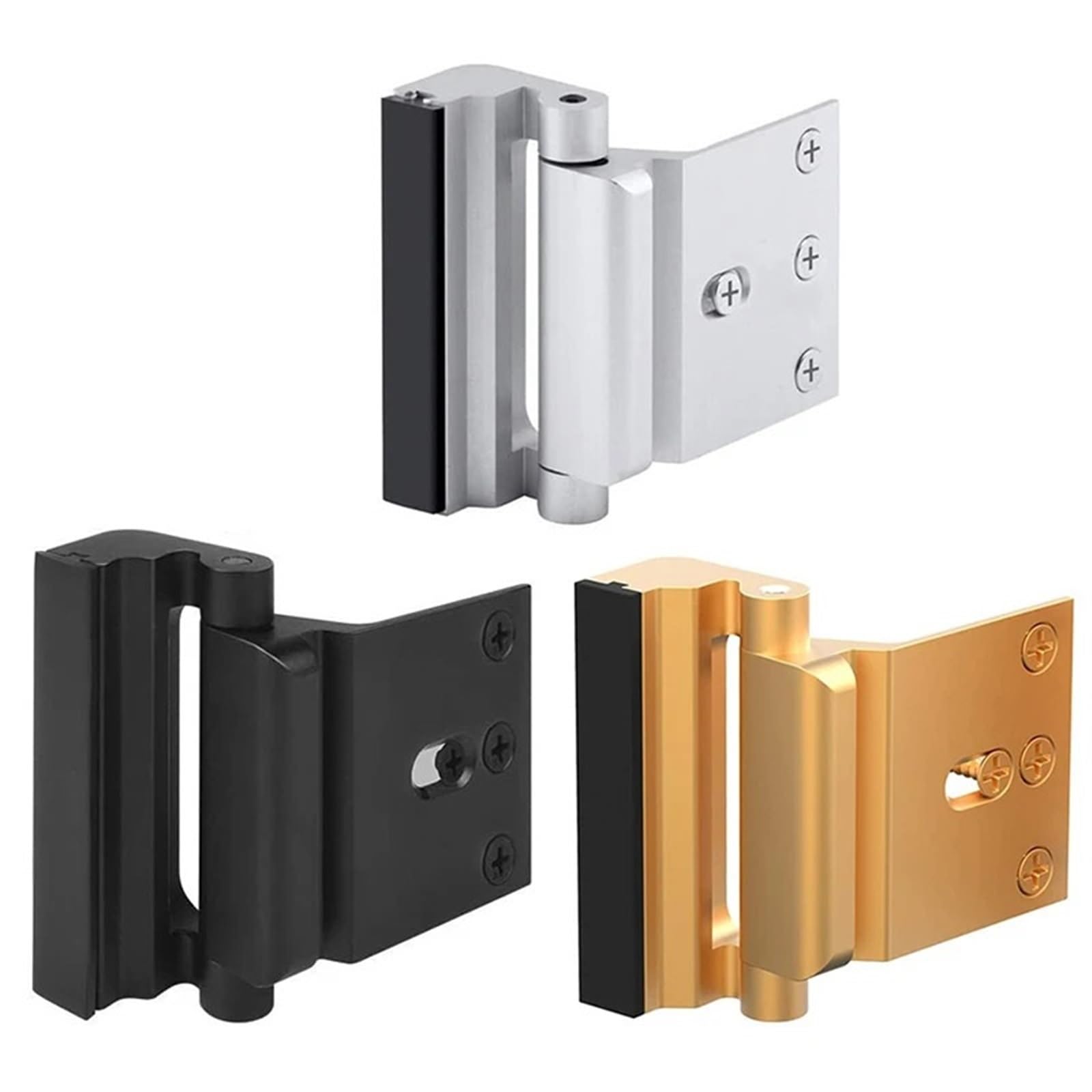 Home Security Door Lock Door Reinforcement Lock with 3Inch Stop Withstand 800 Lbs Upgrade Lock Defender Hardware 1Pcs(2PCS Silver)