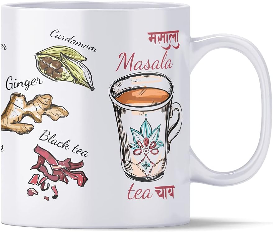 ArtX Ceramic Masala Chai Funny Tea Coffee Mug 360 ml, 1 Piece, White