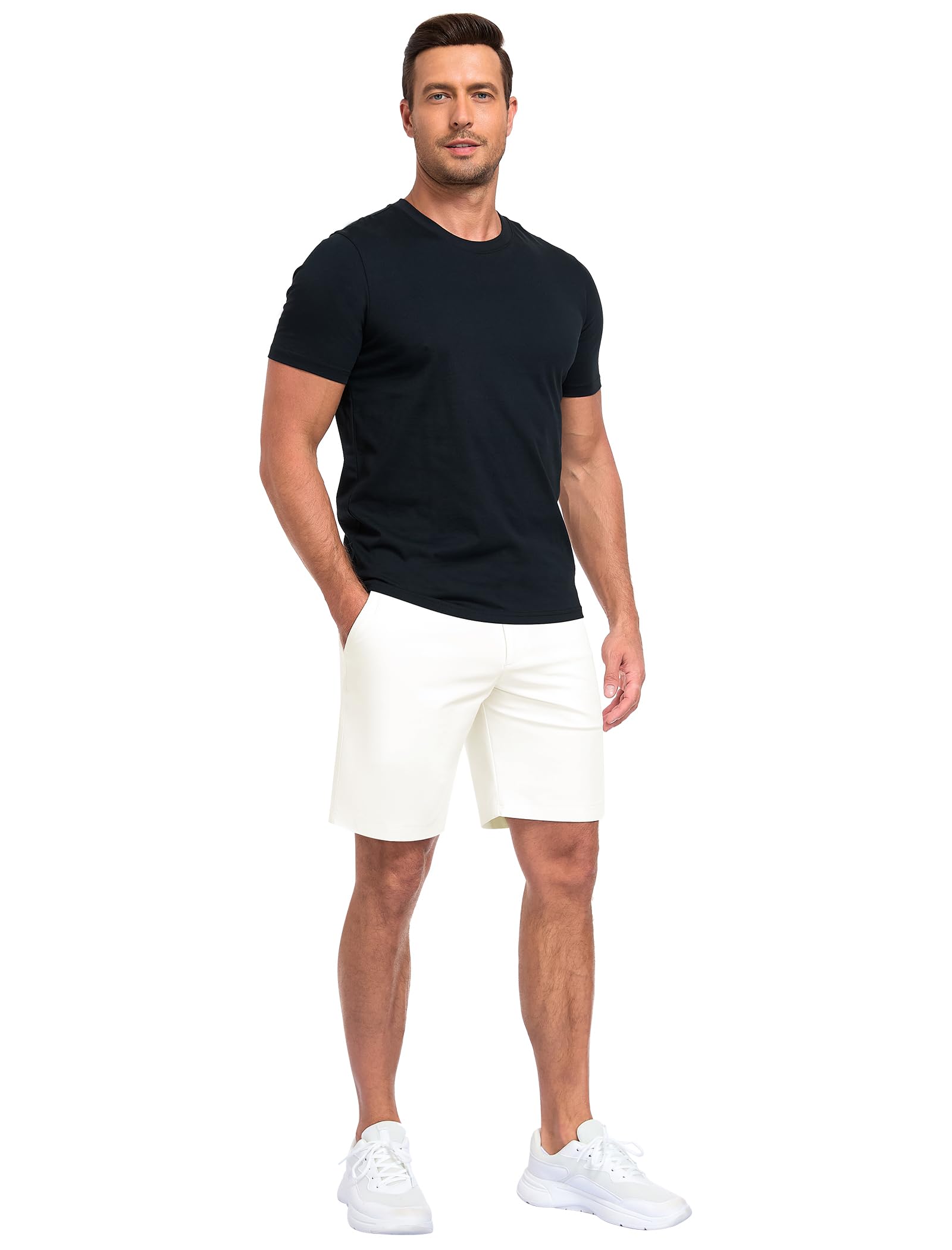 Zoofly Short de Golf pour Homme Taille élastique Short Cargo été Bermuda décontracté Coupe Classique Pantalon habillé avec Poches