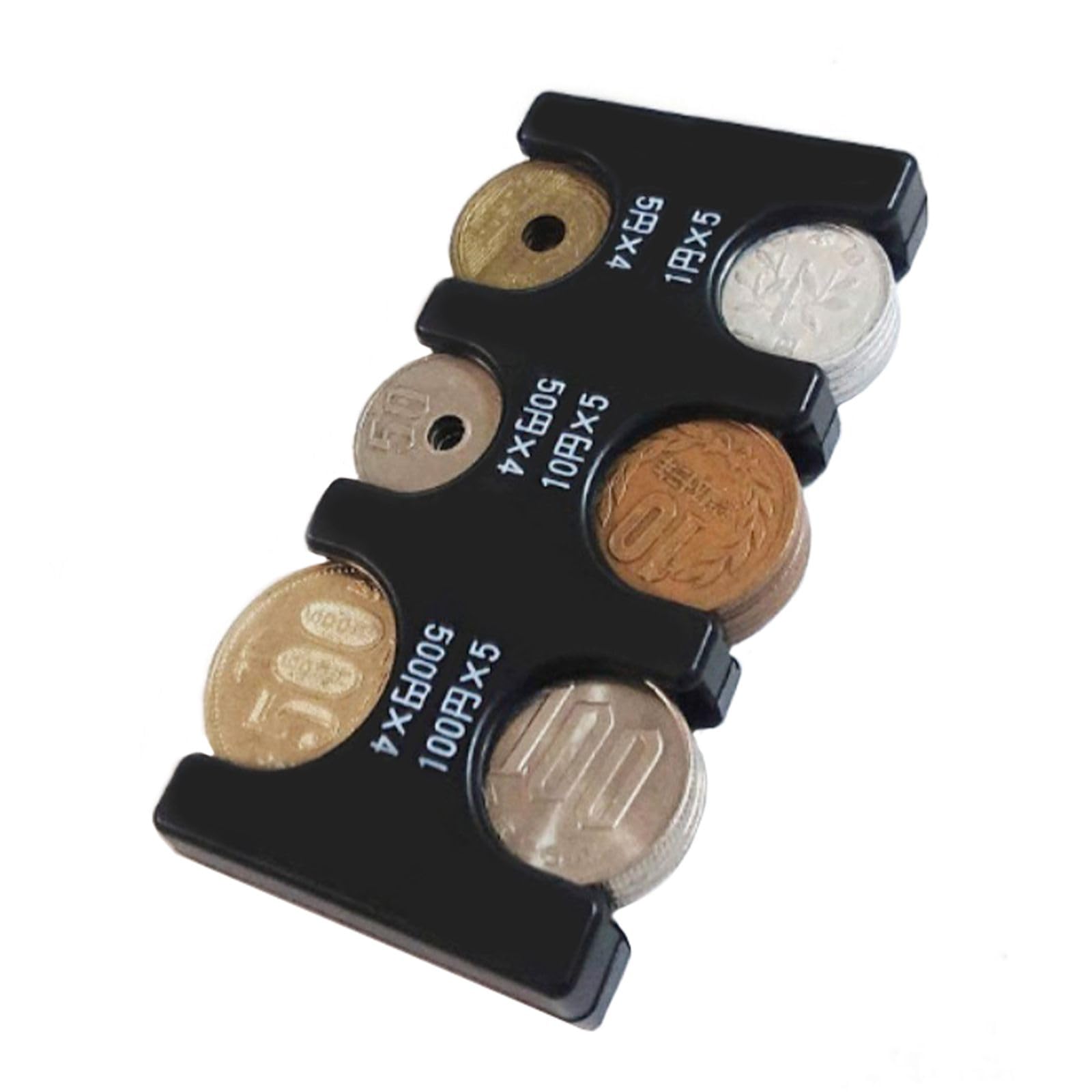 Doyime 携帯コインホルダー コイン収納 コインケース 貨幣専用ケース 小銭財布 硬貨分類ケース 振っても落ちない コインを分類できる 軽量 コンパクト 片手で取り(45 X 9 mm 黒)