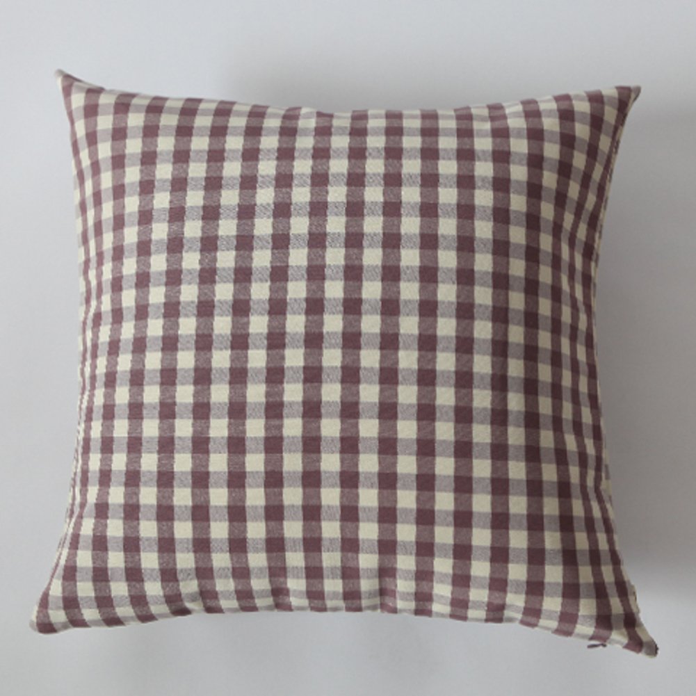 Taie d'oreiller stripe plaid et coussin coton PP pour lit 65x65