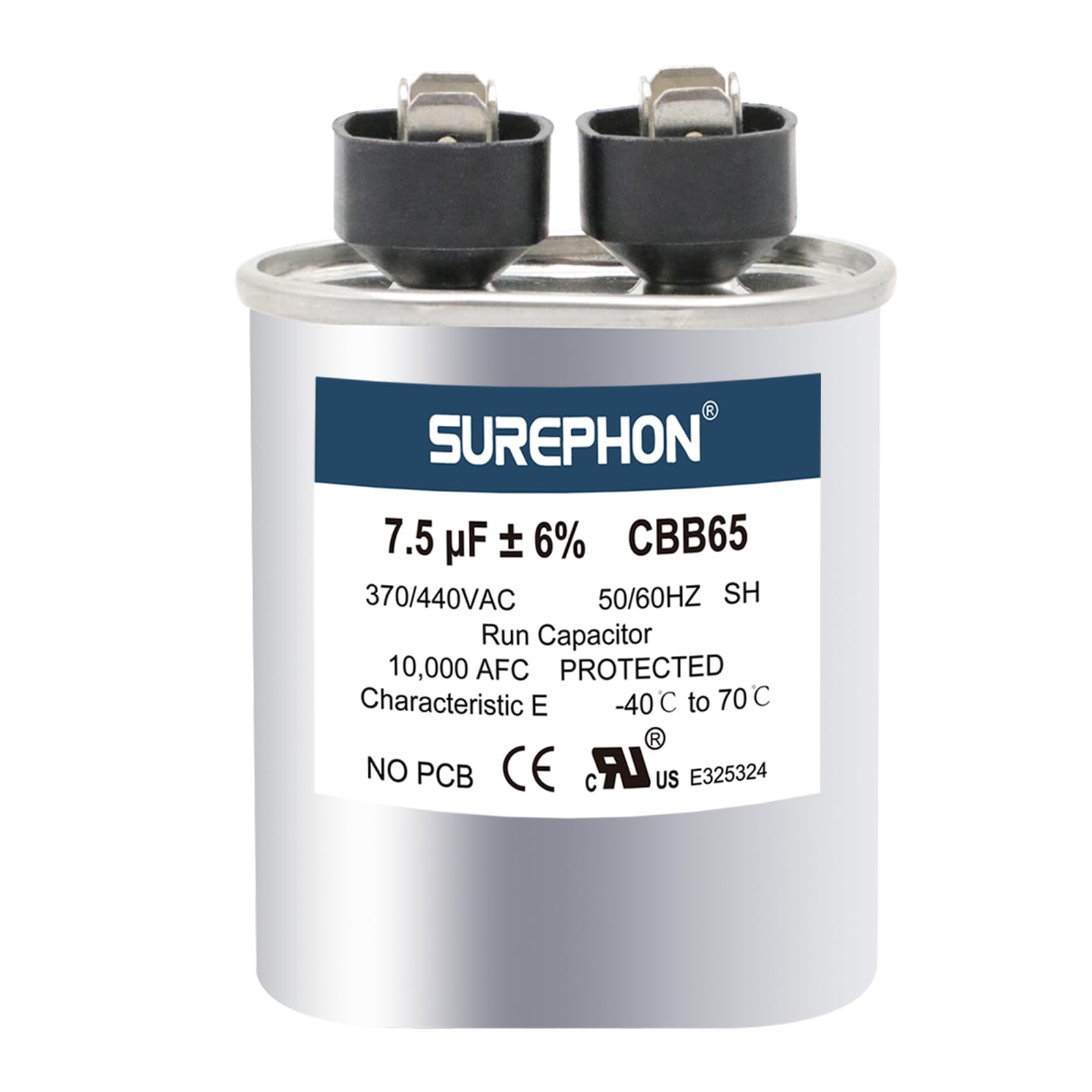 SUREPHON Updated 7.5 ±6% Mfd Capacitor 370V/440V Oval Run