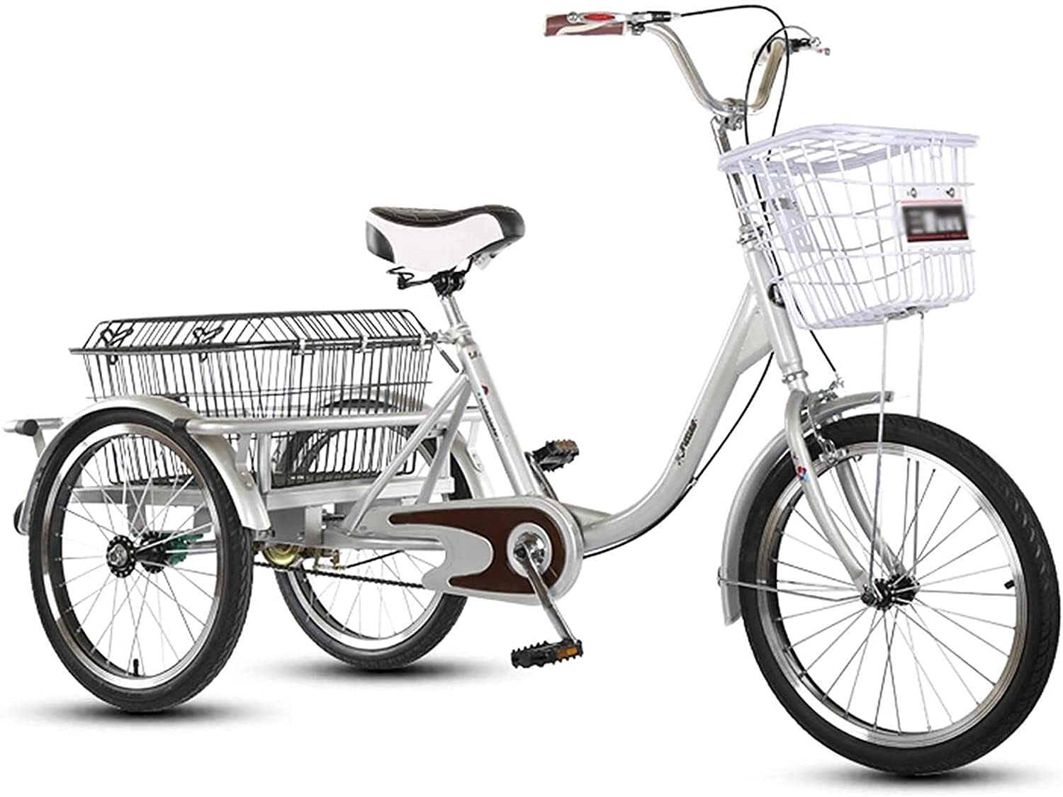 GRDDBZA Adult Tricycle - 3 Wheel Bikes for Adults Shopping Adult Tricycles Single Speed Three Wheel Trike Pedal Bike Cruiser 20 Inch 3 Wheel Bicycles with Cargo Basket for Seniors Women Men