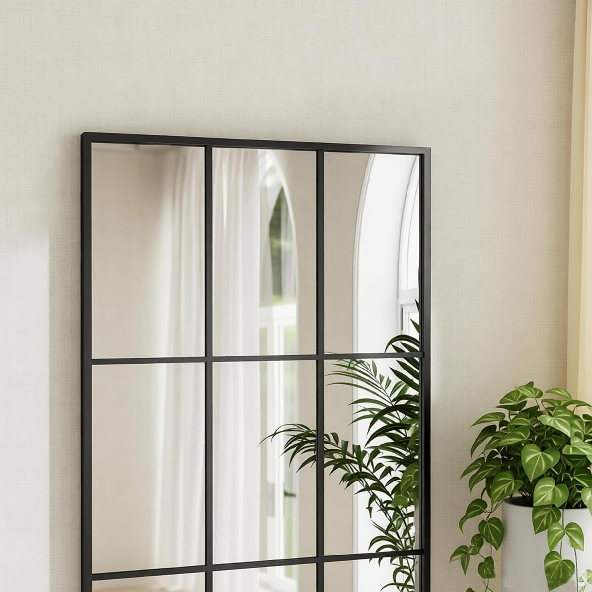 M&Catree Quadratischer Ganzkörperspiegel Standspiegel zum Stehen mit Aluminiumrahmen Spiegel Ganzkörper für Schlafzimmer - Schwarz, 175x63cm | 69" L x 25" W