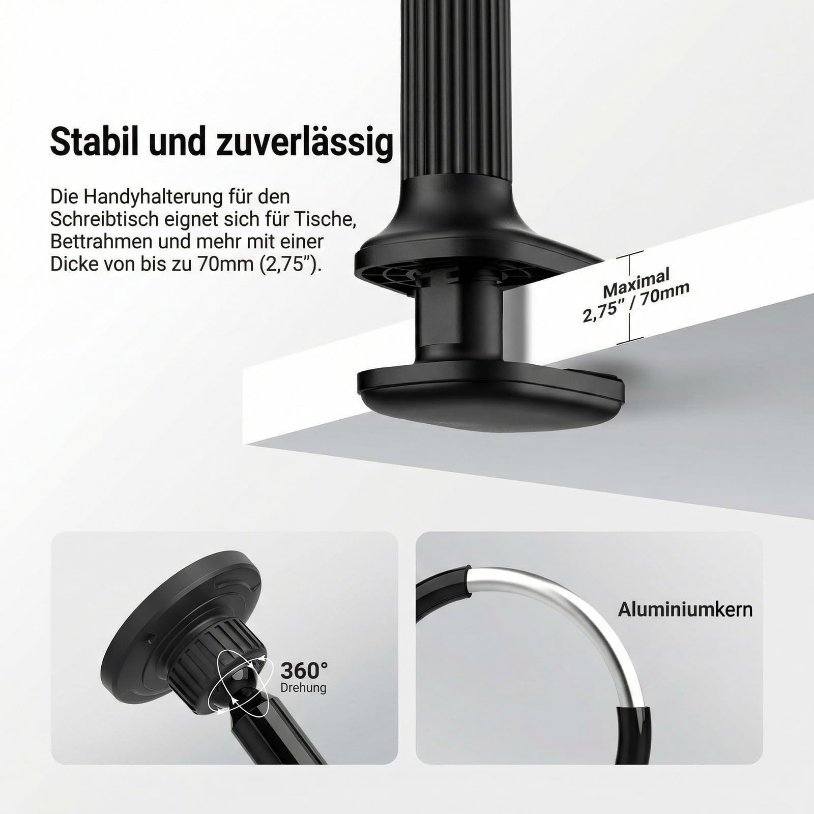 NEEWER Basics Handy Halterung magnetischer Schwanenhals Tisch Bett, 360° Overhead Phone Halter Klemme mit Flexible Lang Arm Handy Ständer, kompatibel mit MagSafe iPhone Android Samsung, PA151 Schwarz