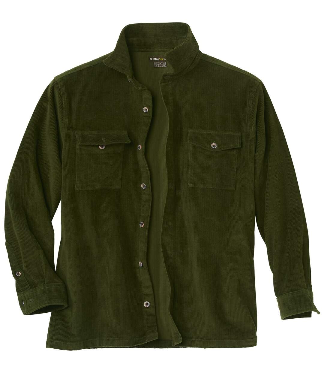 ATLAS FOR MEN - Giacca Camicia Invernale da Uomo in Velluto Verde Scuro - Camicia a Maniche Lunghe da Uomo - Giacca Camicia Calda con 2 Tasche - vestibilità Ampia - Disponibile in Taglie Grandi