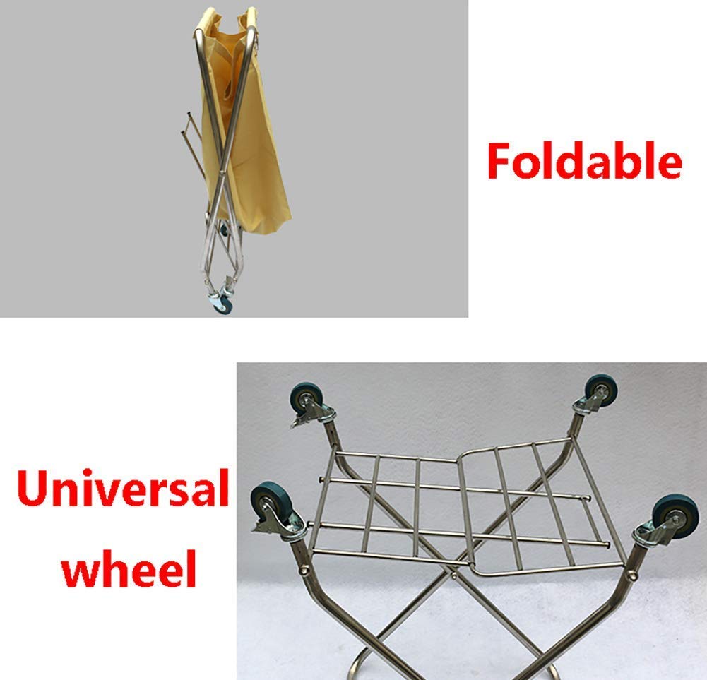 Carrito de Almacenamiento Multifuncional, Carrito de Servicio Doméstico Carrito Clasificador de Lavanderías Comerciales Plegables Carrito de Ropa de Hotel Cesto de Lavandería con Ruedas con Bol