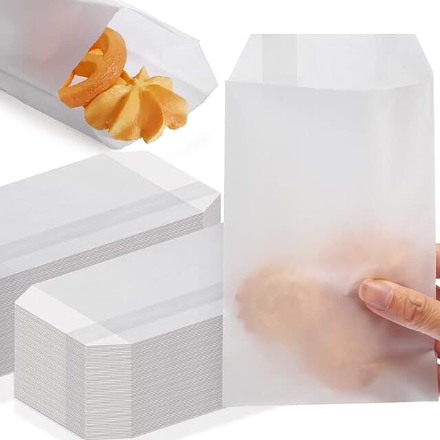 Outus 1000 Pcs Flat Glassine Bags Waxed Paper Cookies Packaging Semi Tra...
