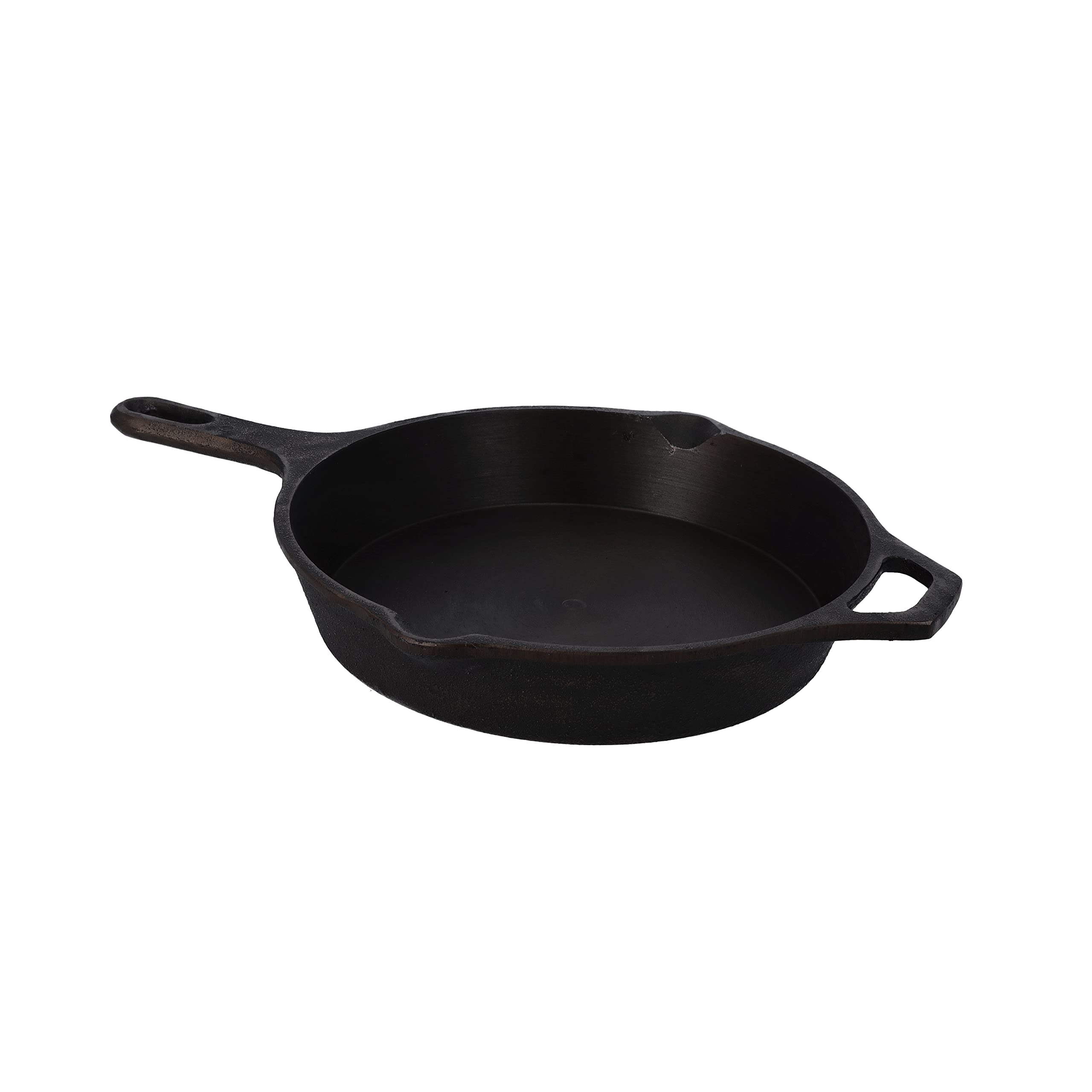 Royalford 10.25 Inch Cast Iron Skillet, RF10397 Pre Seasoned Super Smooth Cast Iron Skillet Fry Pan Compatible With Hot Plate, Halogen, Ceramic, Gas, Induction, Oven, black