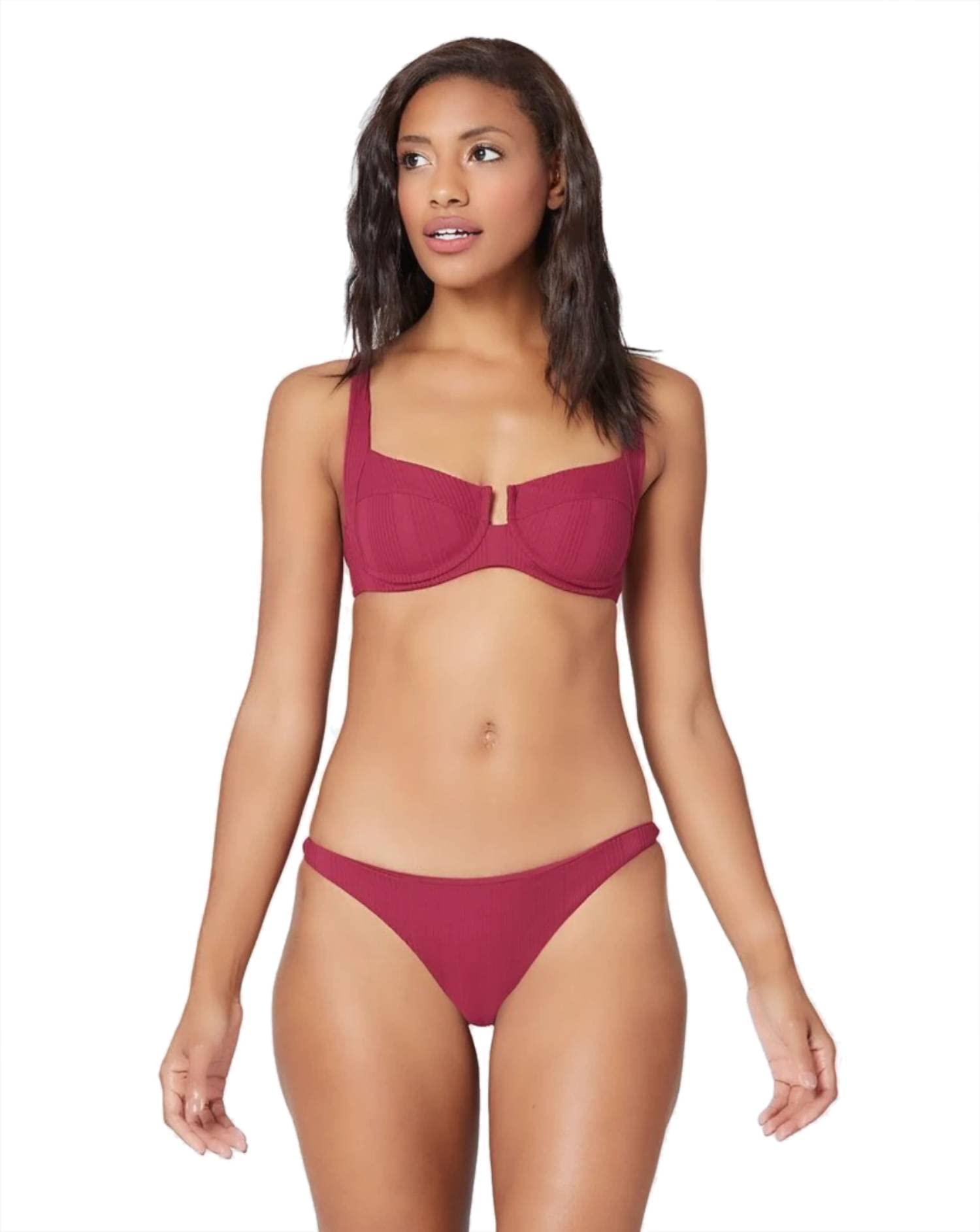 L*SpaceLSpace Pointelle Rib Cabernet Camellia TOP