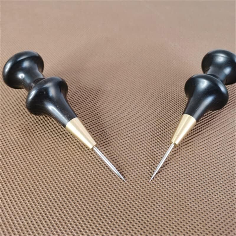 1Pcs Wooden Handle Awl DIY Leather Punch Tool Round Hole Stitching Leather Craft Sewing Awl Handmade Punch Tools - (Color: 1pcs)