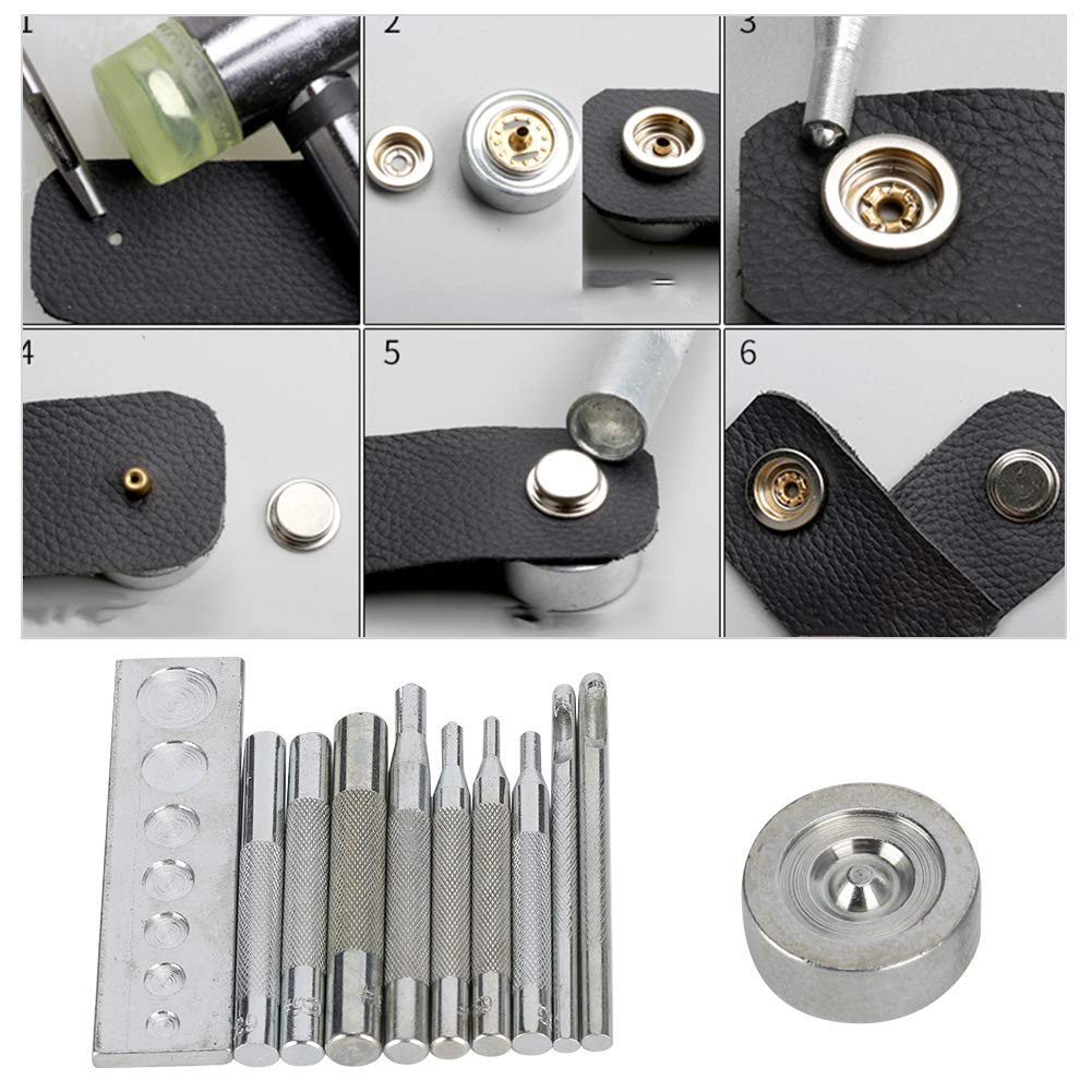 Kit Punte E Pinze Per Installazione Bottoni A Pressione In Pelle, Set Di Rivetti E Fibbie, Manuale