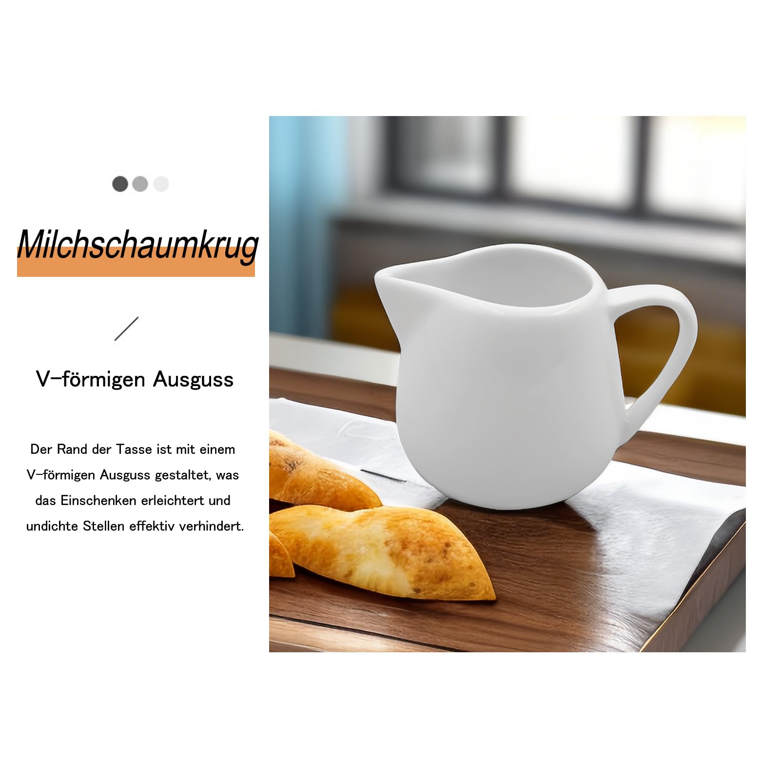 6 eleganti brocca in schiuma di latte in ceramica con manico, capacità 130 ml, beccuccio antigoccia, perfetto per la creazione di caffè in ceramica