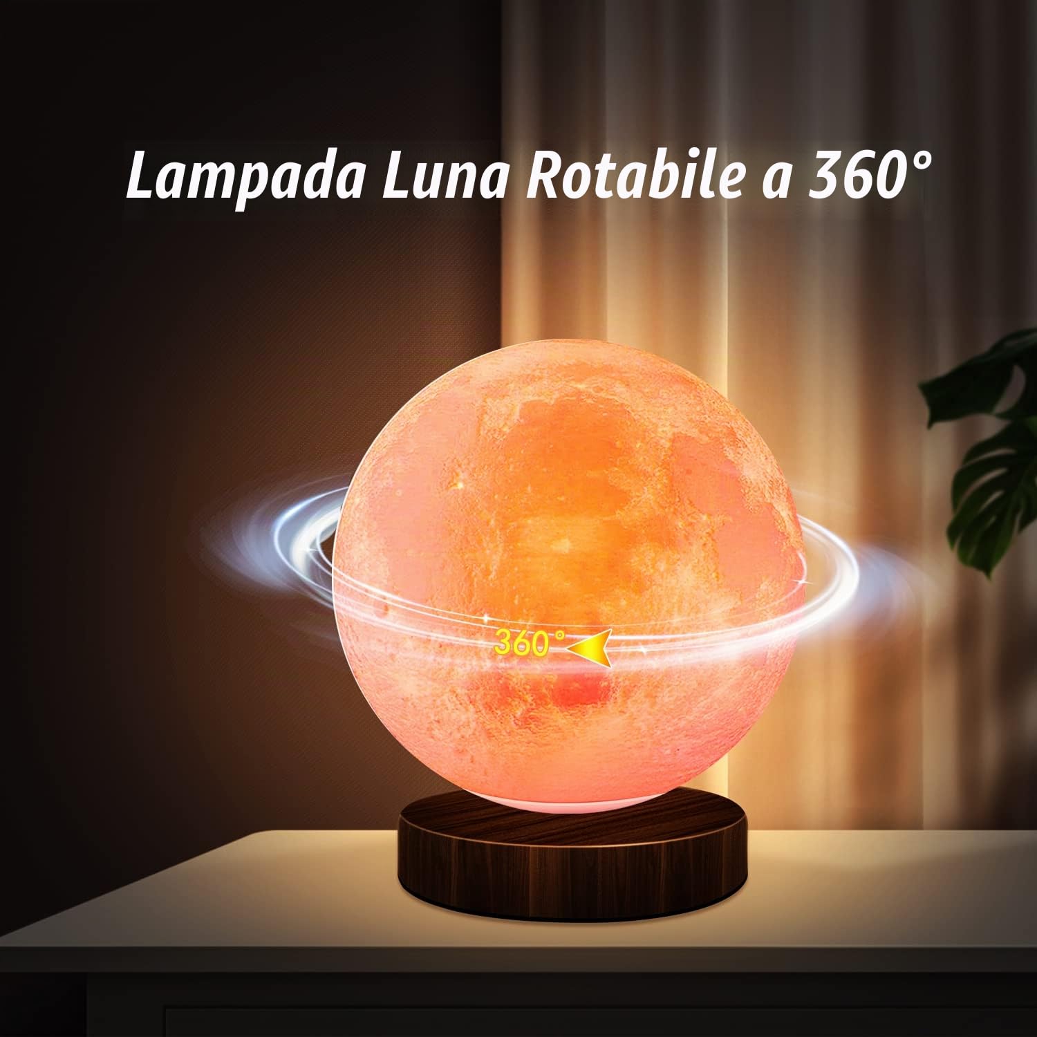 tekstap Lampada lunare con telecomando e controllo touch, 16 colori dimmerabile a 360 °, luce lunare girevole a 360 °, stampa 3D ricaricabile luce notturna regali per bambini/compleanno