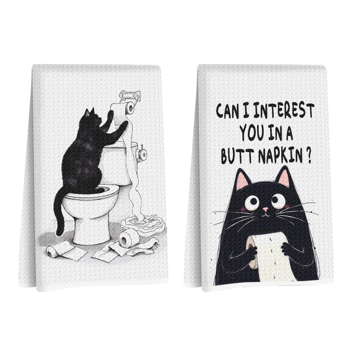 Hanamiya Na 2Pcs Funny cat Hand Towel for Bathroom 24x14 Inch