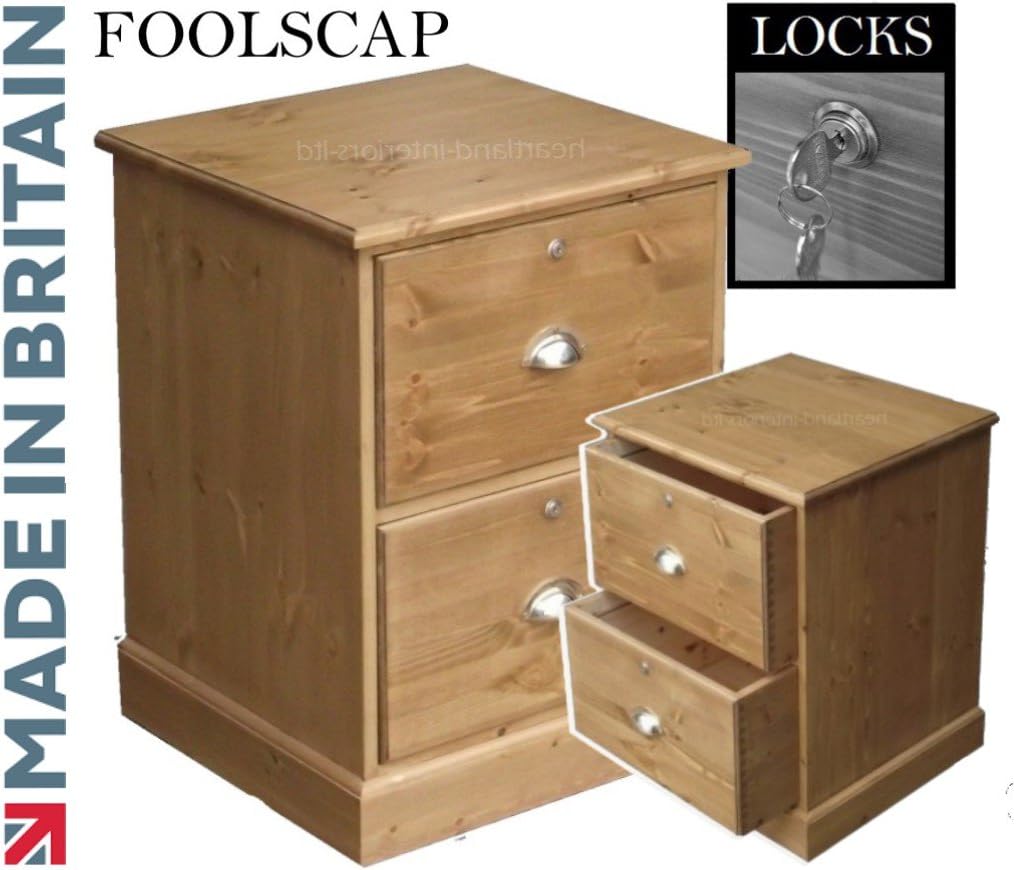 Solid Pine Filing 2 Drawer Handcrafted & Waxed Folio Filing Unit with Locks. Choice of