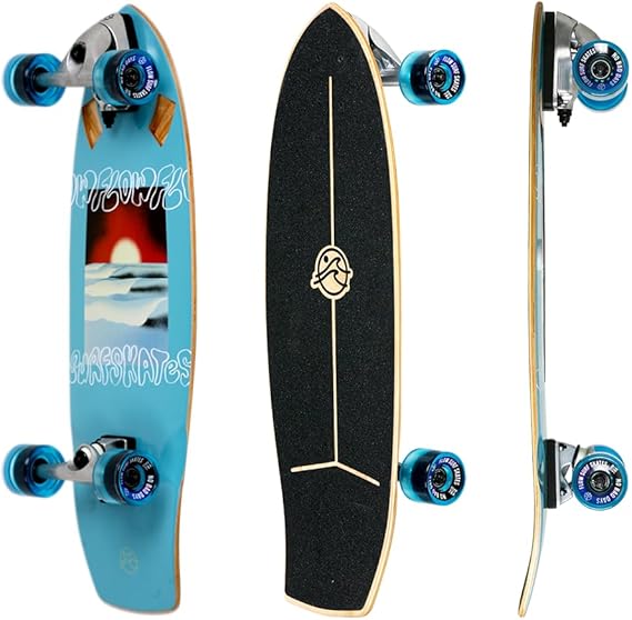 Flow Surf Skates Cruiser - 29"x10" 7-Ply North American Maple Deck, Carving Truck, Fully Assembled, Supports up to 275 lbs for Surf-Like Carving