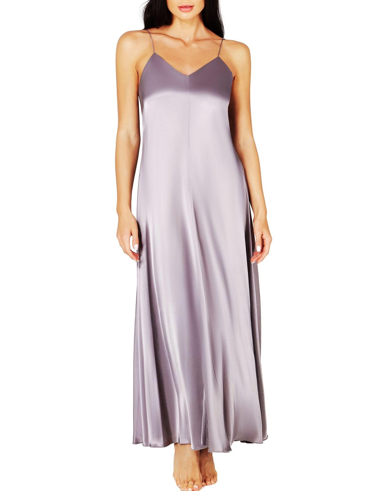 Lonxu Women’s Formal Dress Silk Satin Bridesmaid Dresses Sexy Bodycon Wedding Cocktail Party Guest Maxi Dress