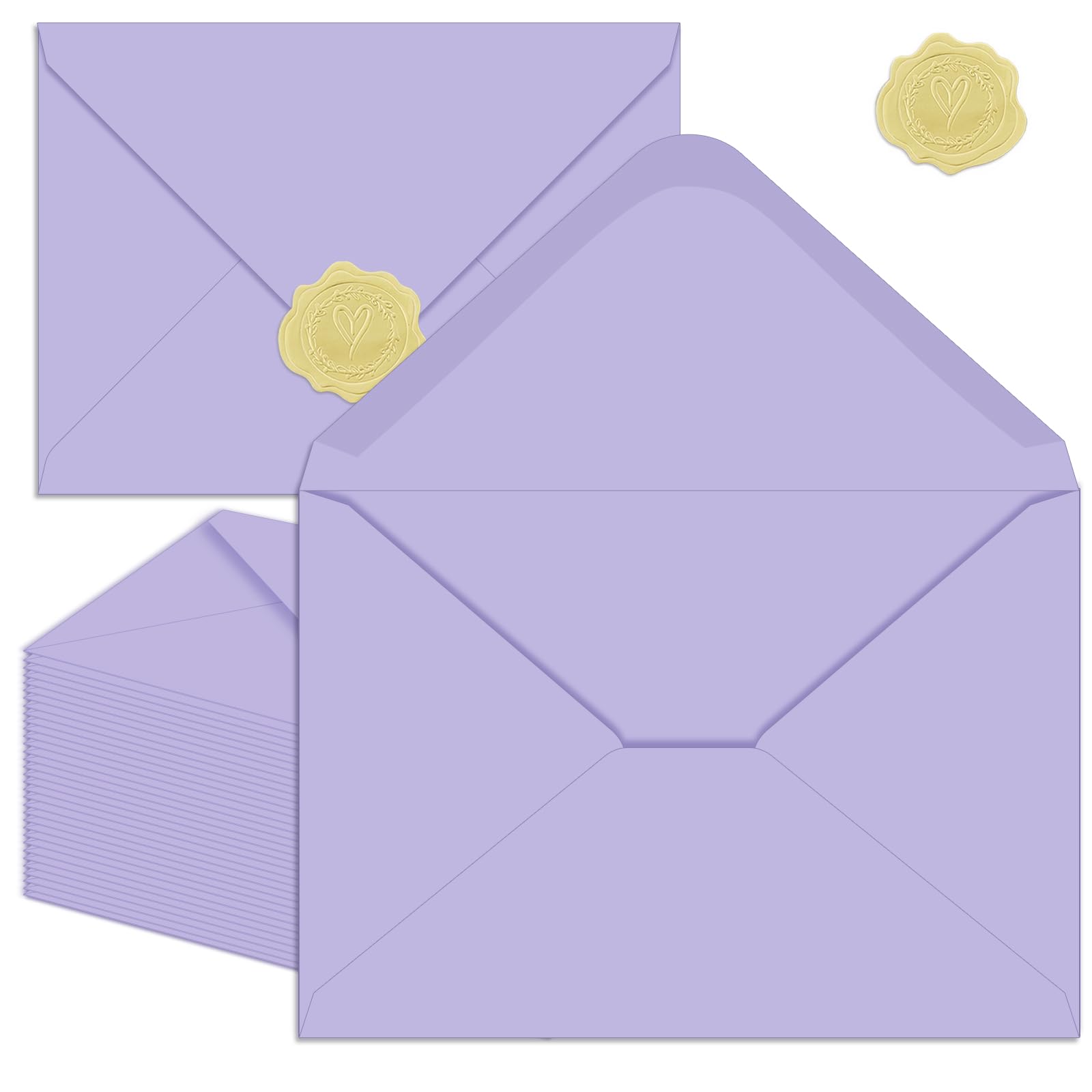 50 Pack 4x6 Envelopes A4 Envelopes for Invitations, Printable, Self Seal for Weddings, Invitations, Photos, Postcards, Greeting Cards, Mailing (50, Lavender)