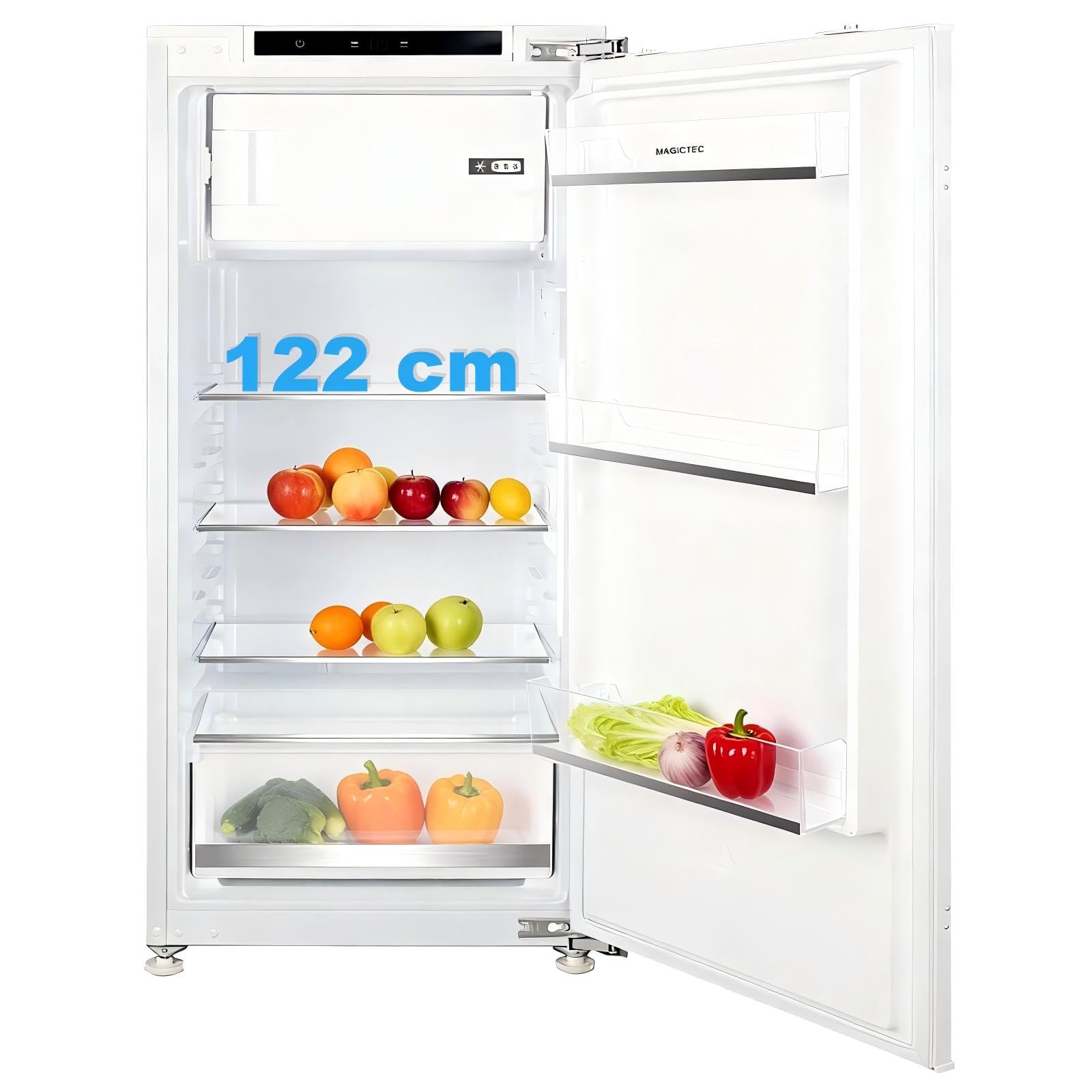 Frigo encastrable 122 cm Réfrigérateur congélateur intégrable 1 porte Réversible | 188L (16L congelateur / 172L refrigerateur) 【 Efficacité énergétique | Ultra silencieux | Est facile à Nettoyer 】