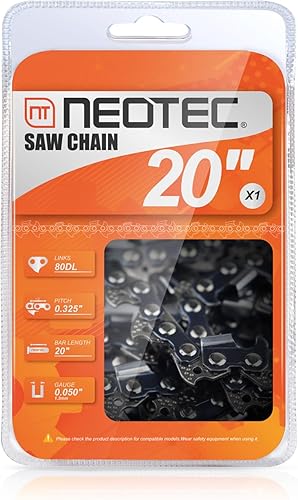 Cadena de motosierra de 20 pulgadas, paso de 325 pulgadas, calibre 050, 80 eslabones de transmisión, 95TXL se adapta a Makita Echo y más