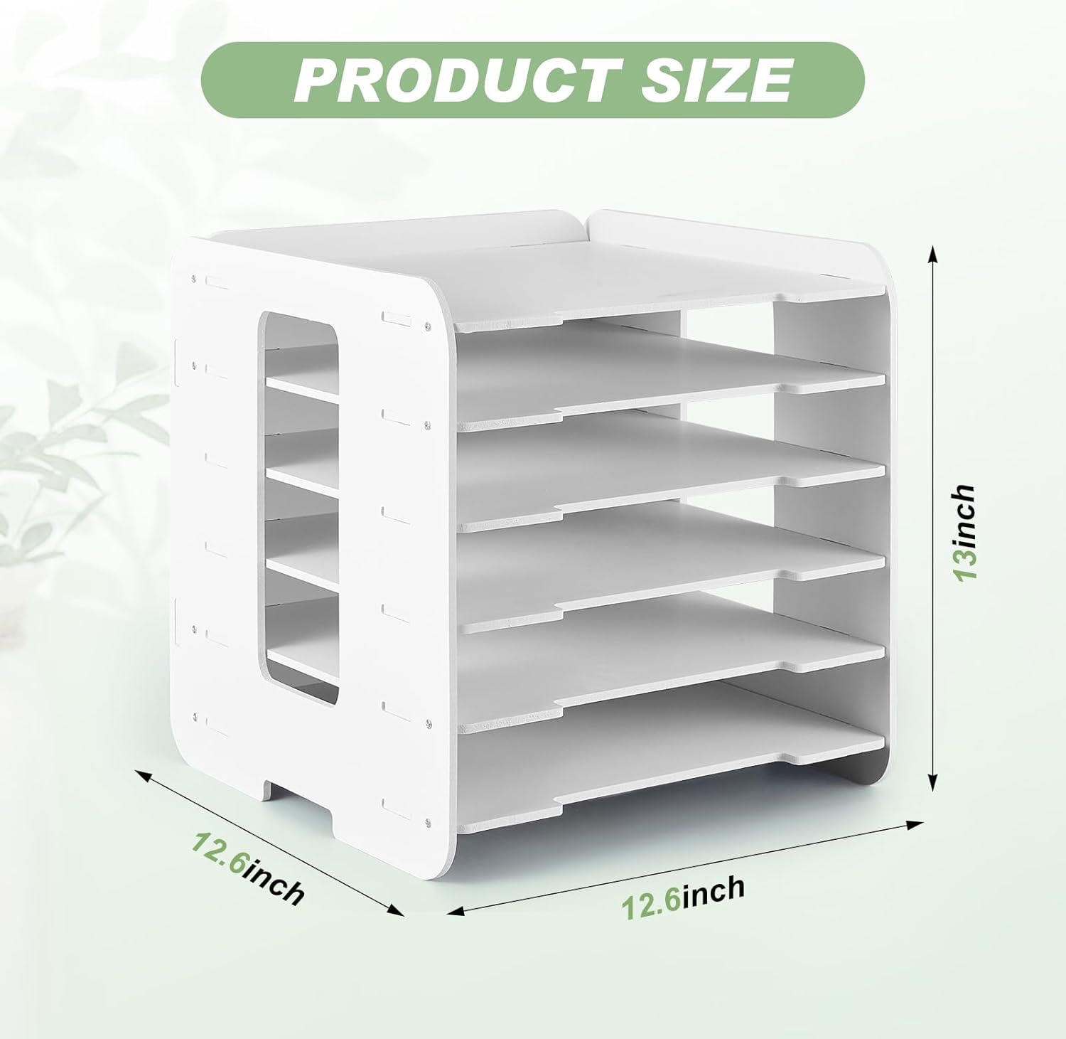 Juexica 6 Tier File Organizer for Desk, 12 x 12 Stackable Paper Trays, Paper Holder, Desktop File Organizer, Home Office Decorations