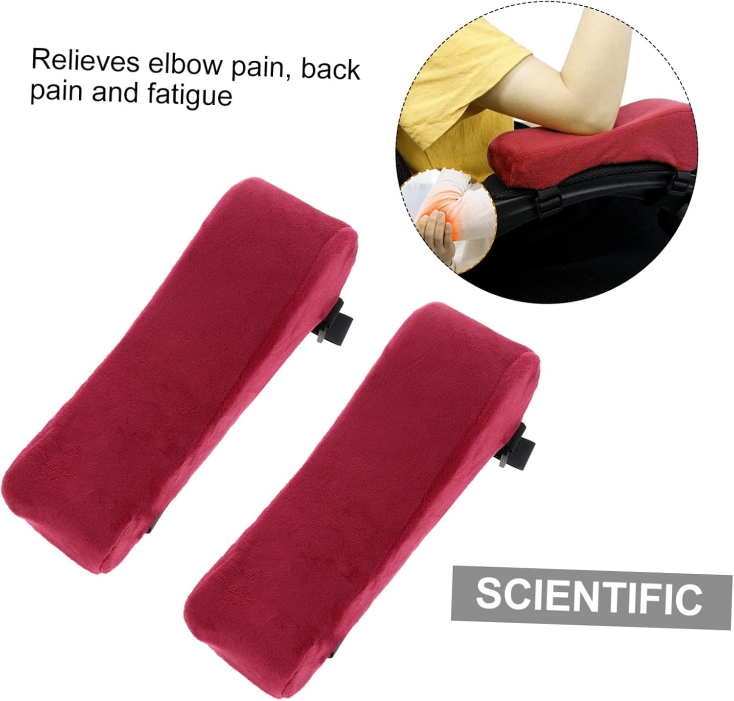 4pcs Ergonomic Armrest Pads Memory Elbow Pillow for Pressure Chair Armrest for Back Washable for Hours of Work