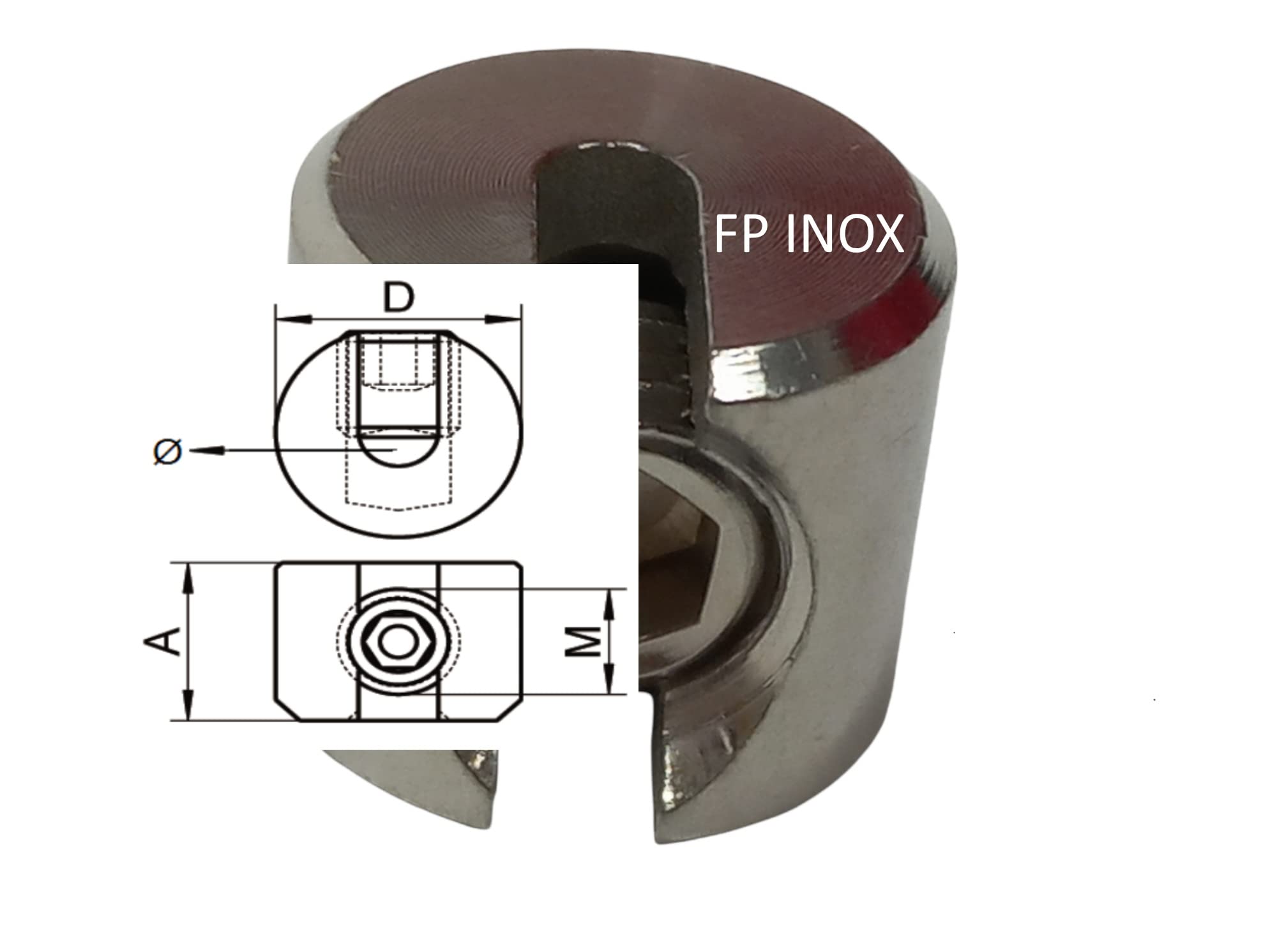 Bague d'arrêt pour câble de 2mm inox A4-316 Garde Corps