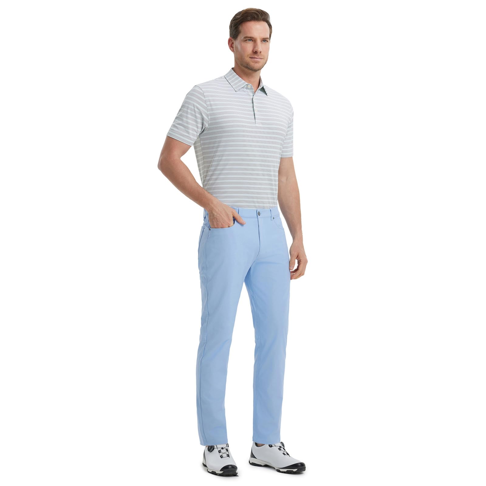 M MAELREG Pantaloni da golf da uomo, leggeri, traspiranti, da lavoro, 76,2 cm/81,3 cm/86,4 cm, elasticizzati, con parte anteriore piatta, stile casual