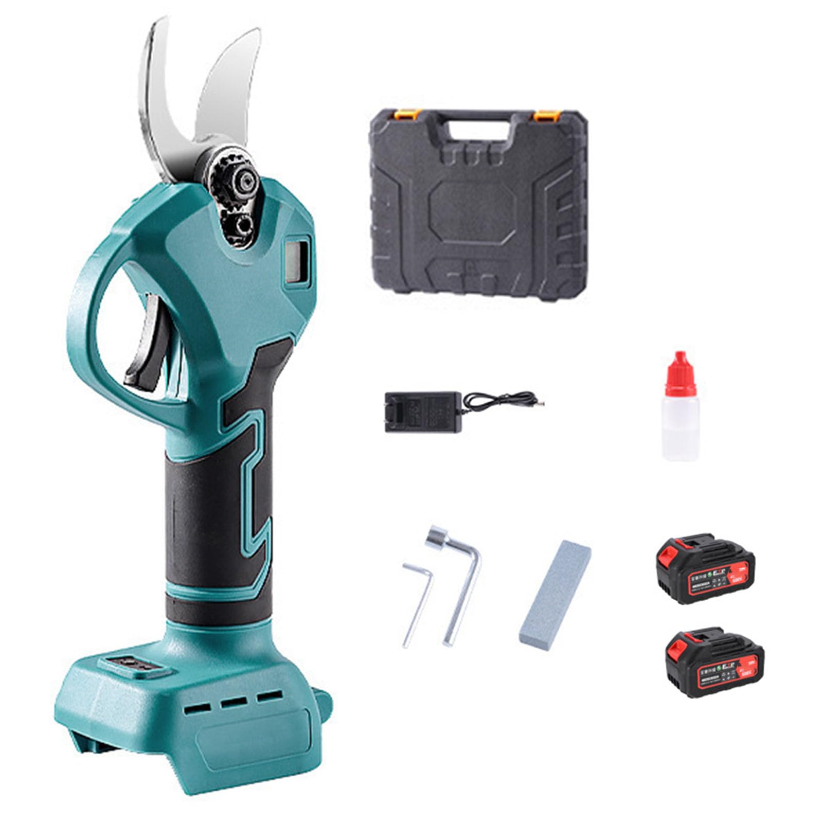 Portable Sécateur, Sécateurs De Jardinage Portables Sans Fil, Diamètre Coupe 25mm, Sécurité Interrupteur, Lame Acier Carbone Sk5, Affichage Led, Pour Jardinage, Vigne, Arbre Fruitier