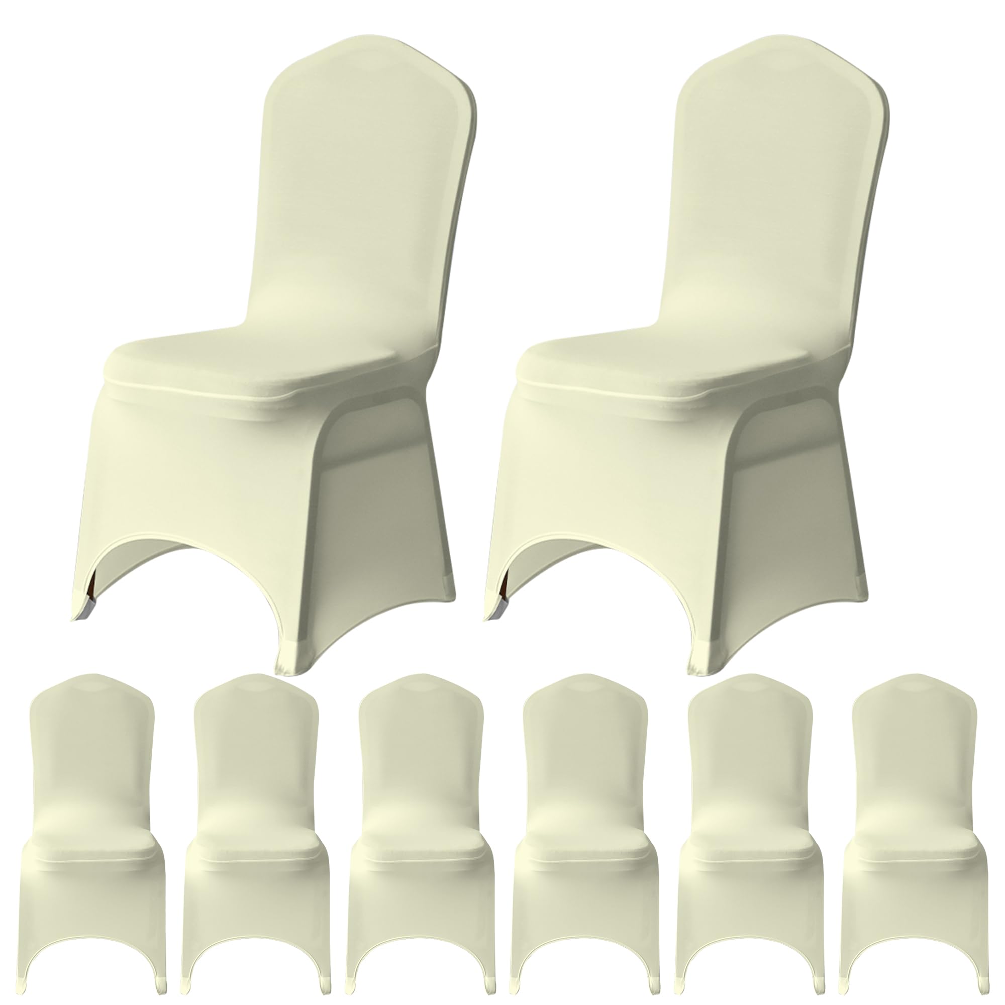 WedDecor Universal Wedding Chair Covers, 8Pcs Ivory Spandex Stretch Dining Chair Slipcovers, Washable Banquet Chair Covers for Parties, Events & Celebrations