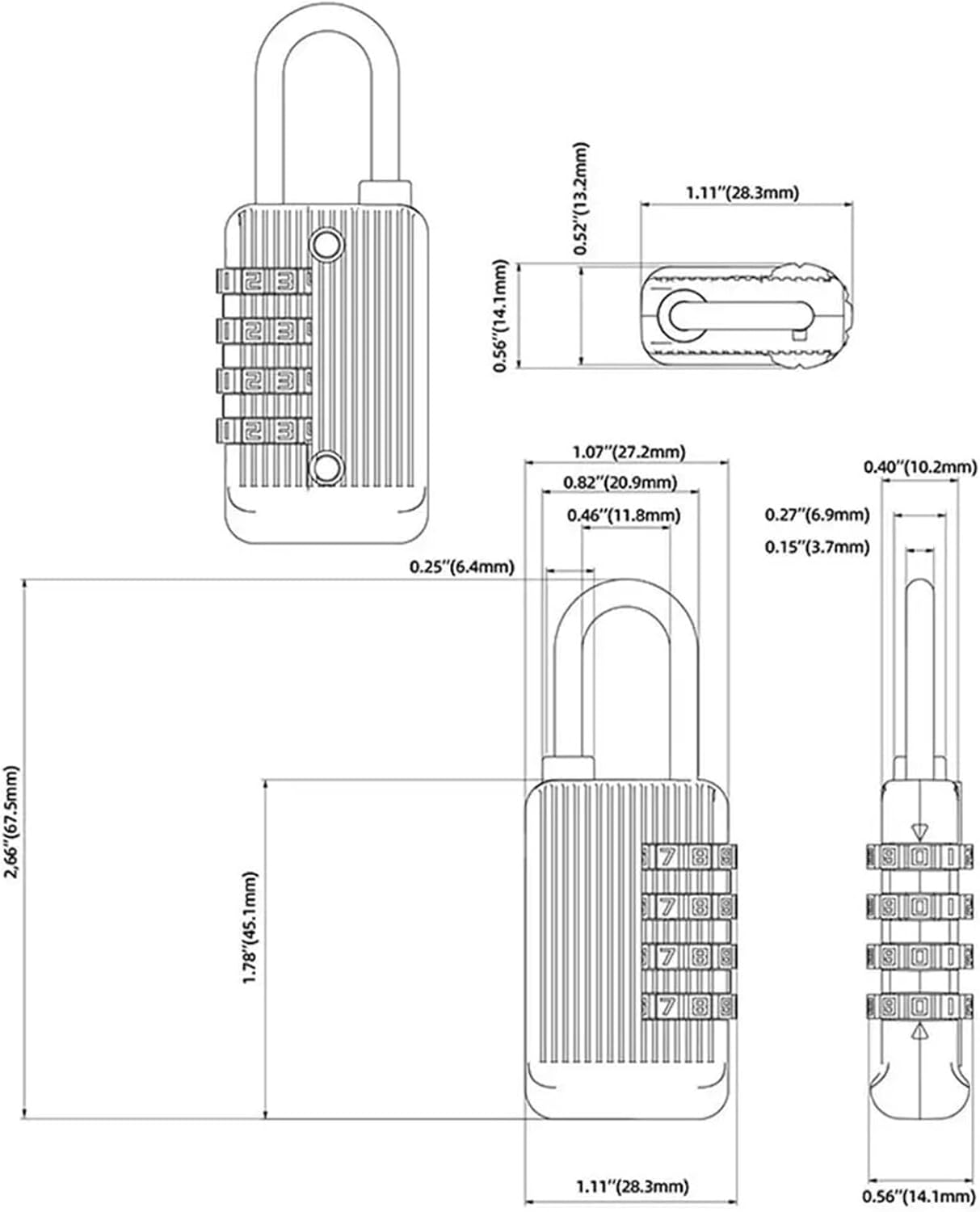Solid Color Wave Pattern 4 Digit Password Lock Luggage Combination Metal Padlock Travel Backpack Zipper Theft Safet Lock 1Pcs(Pink)