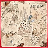 Vetro: Acrilico 1art1 Giornali Stampa D\'Arte e Cornice (Plastica) - Collage Con Giornali Francesi E Cartoline Postale, Vintage Style (40 x 40cm)