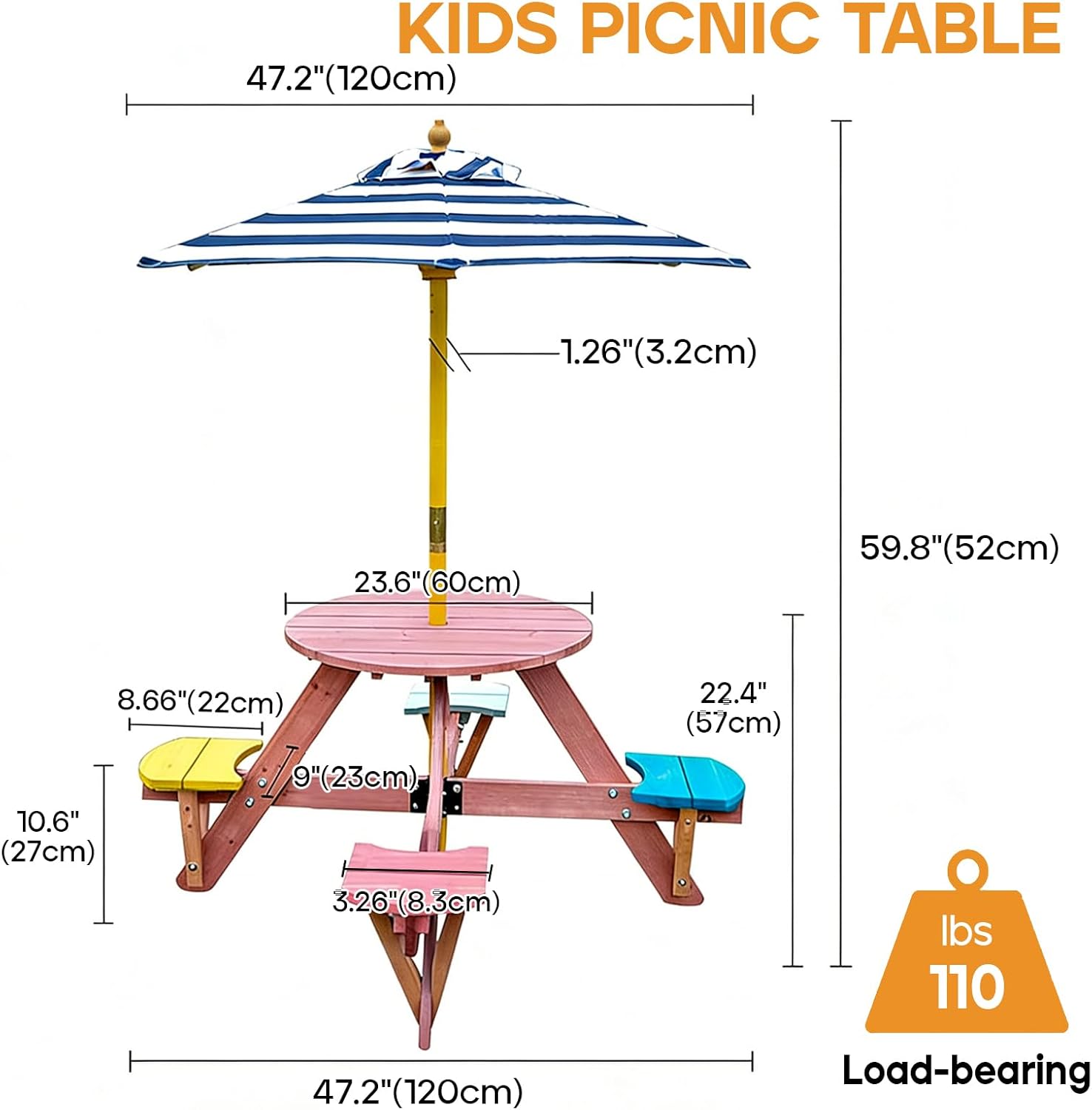 Kids Picnic Table & Chairs/Umbrella, Low Wooden Cedar Playset, Outdoor Toys, Backyard Patio Lawn Furniture for Toddlers 3-8, Small Art & Water Play Gardening Sensory Table Red 47.2x59.8