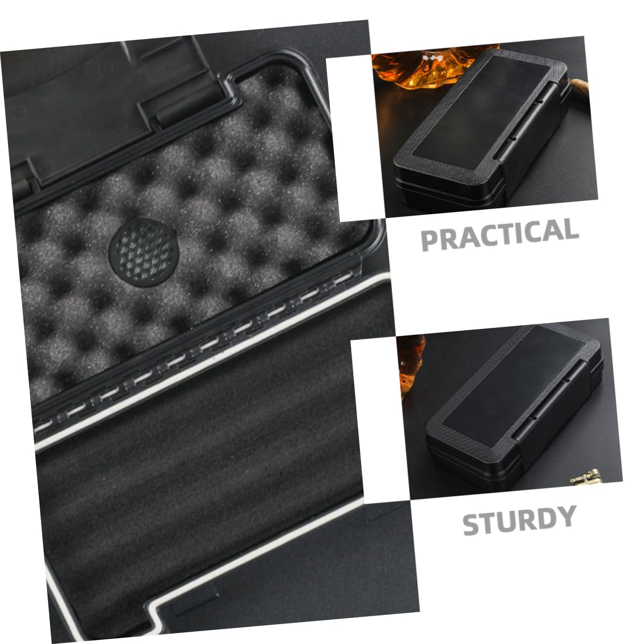 SHERCHPRY Scatola Porta Sigari Nera in Plastica Portatile Protezione Dall’umidità per Uso Indoor e Business, Custodia per 3 Sigari da Viaggio