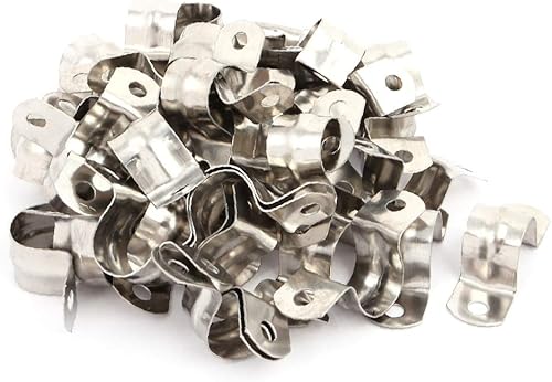 X-DREE 50 pcs 20mm Clamping Range 17mm Width Metal Adjustable Hose Clamp Hoop(50 pzas 20 mm Rango de sujeción 17 mm Ancho Metal Ajustable Manguera