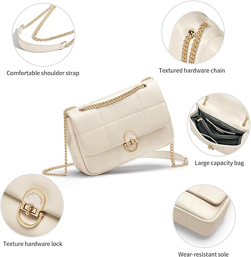 Miniatura 6 de Cnoles Bolsos cruzados para mujer, bolso de hombro de cuero a la moda con correa de cadena, bolso de mano de moda