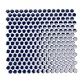 Glossy Indigo Blue Porcelain Penny Round 4x5 in Sample Tile with Coverage 1 sqft, Mesh Mounted Mosaic for Kitchen, Backsplash, Bathroom Wall, Shower, Fireplace Flooring