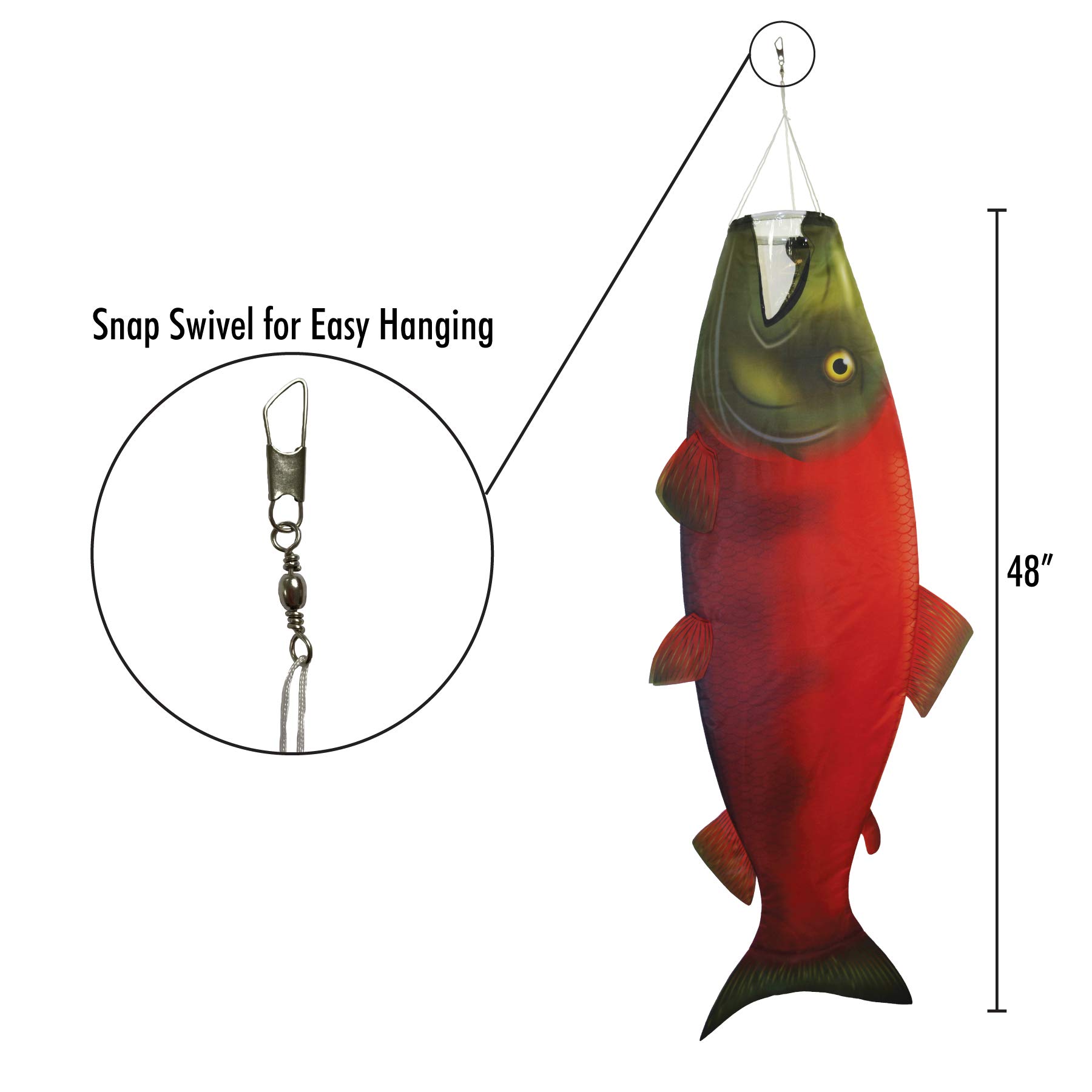 In the Breeze 5118 Sockeye Lachsfisch Windsack zum Aufhängen für den Außenbereich, 121 cm